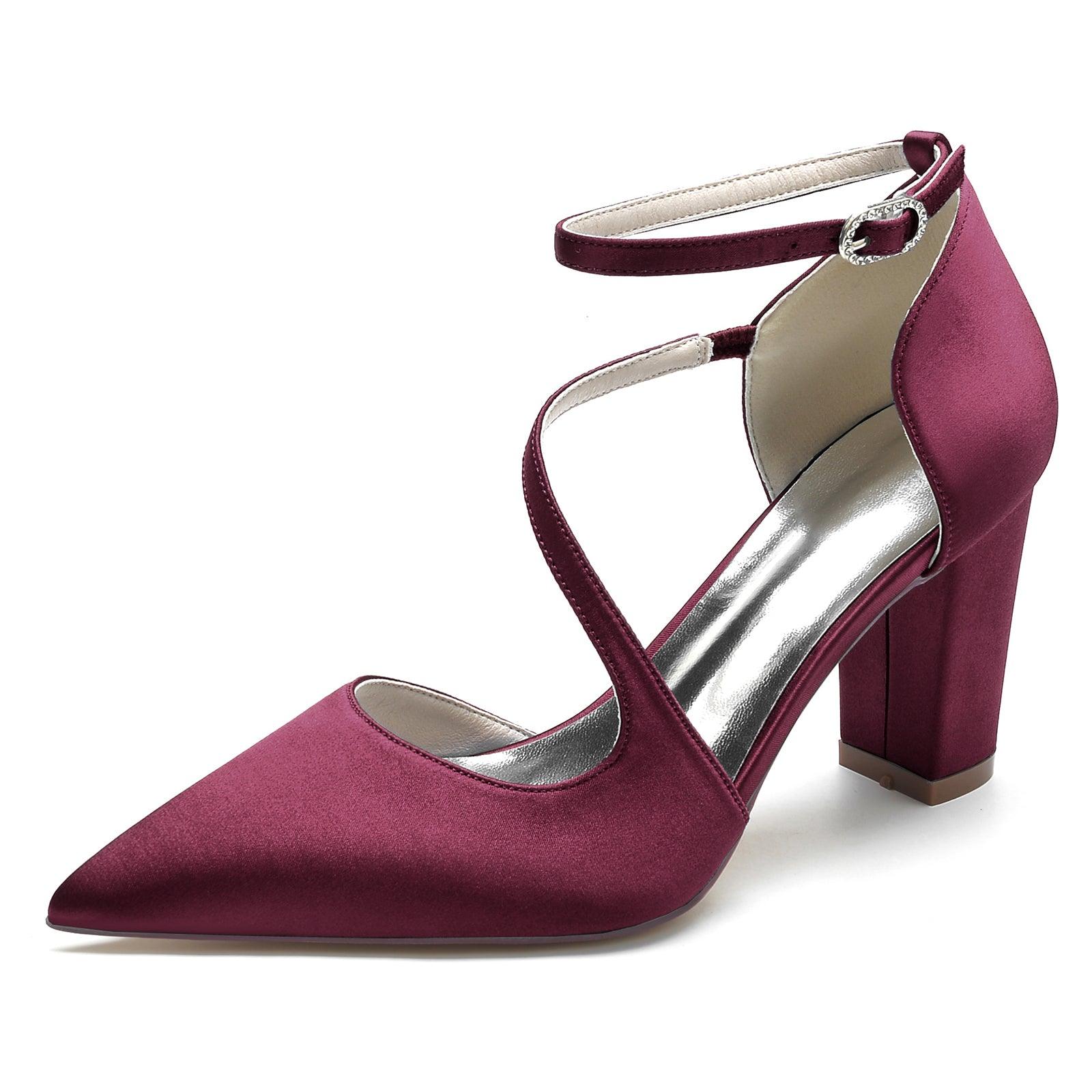 Chunky Heel 8.5cm Silk-Like Shoes CK0192 - COCOMELODY