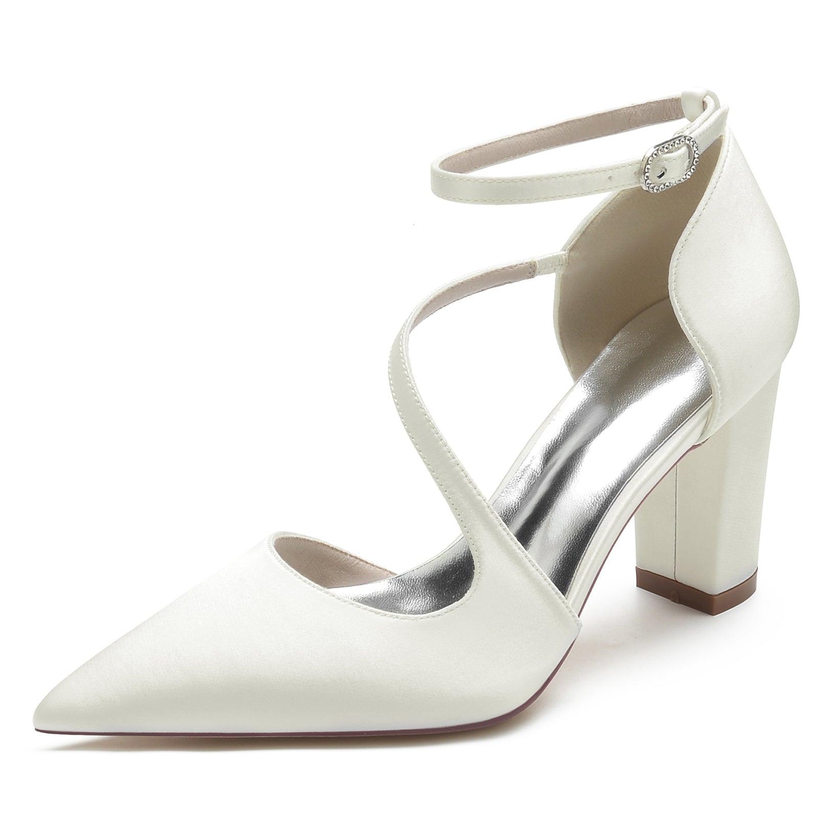 Chunky Heel 8.5cm Silk-Like Shoes CK0192 - COCOMELODY