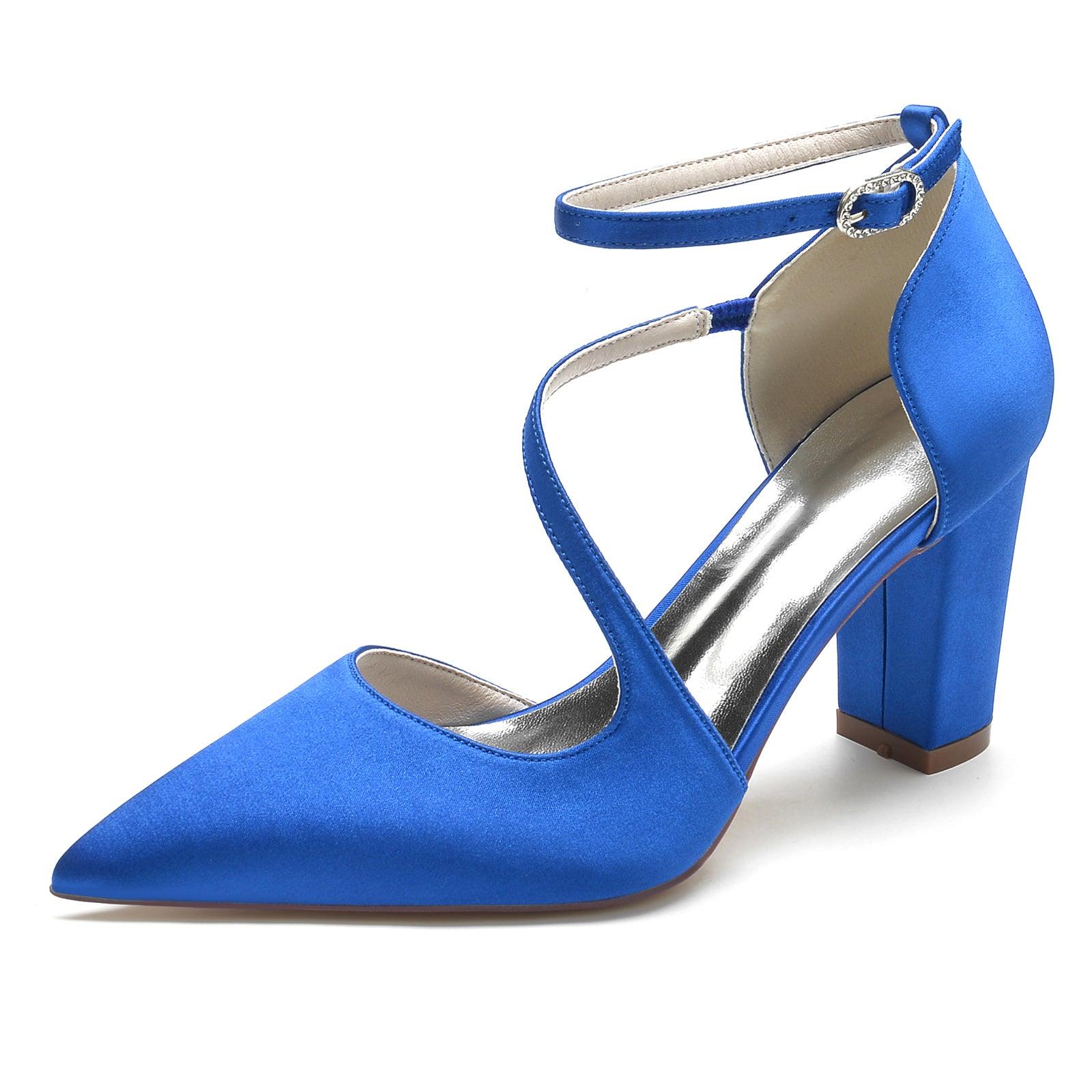 Chunky Heel 8.5cm Silk-Like Shoes CK0192 - COCOMELODY
