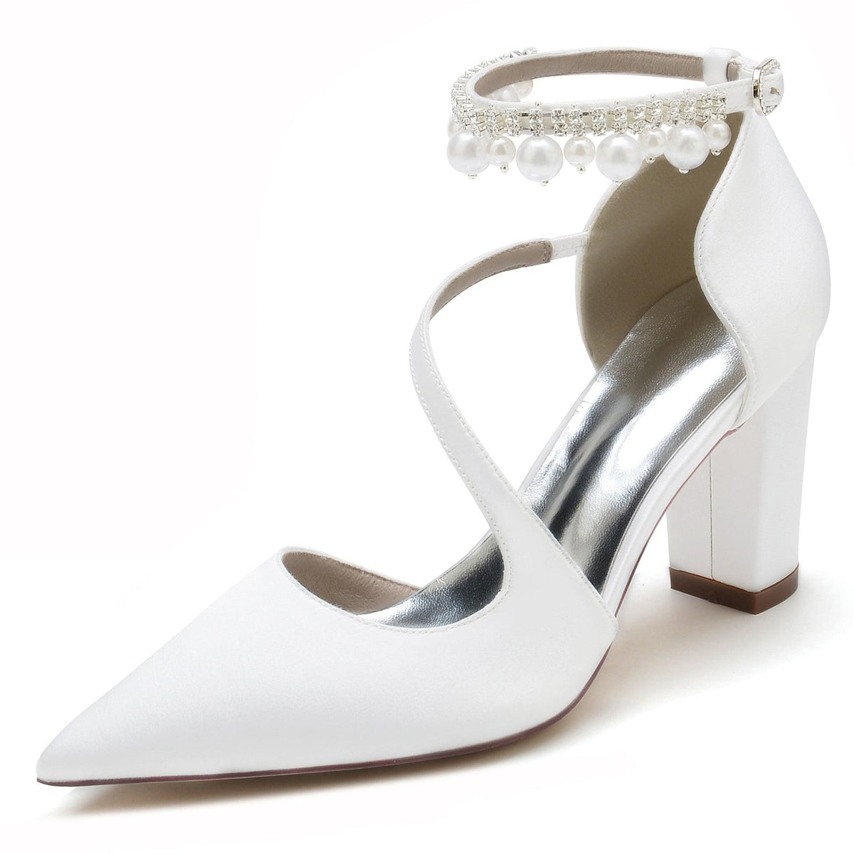 Chunky Heel 8.5cm Silk-Like Shoes CK0194 - COCOMELODY