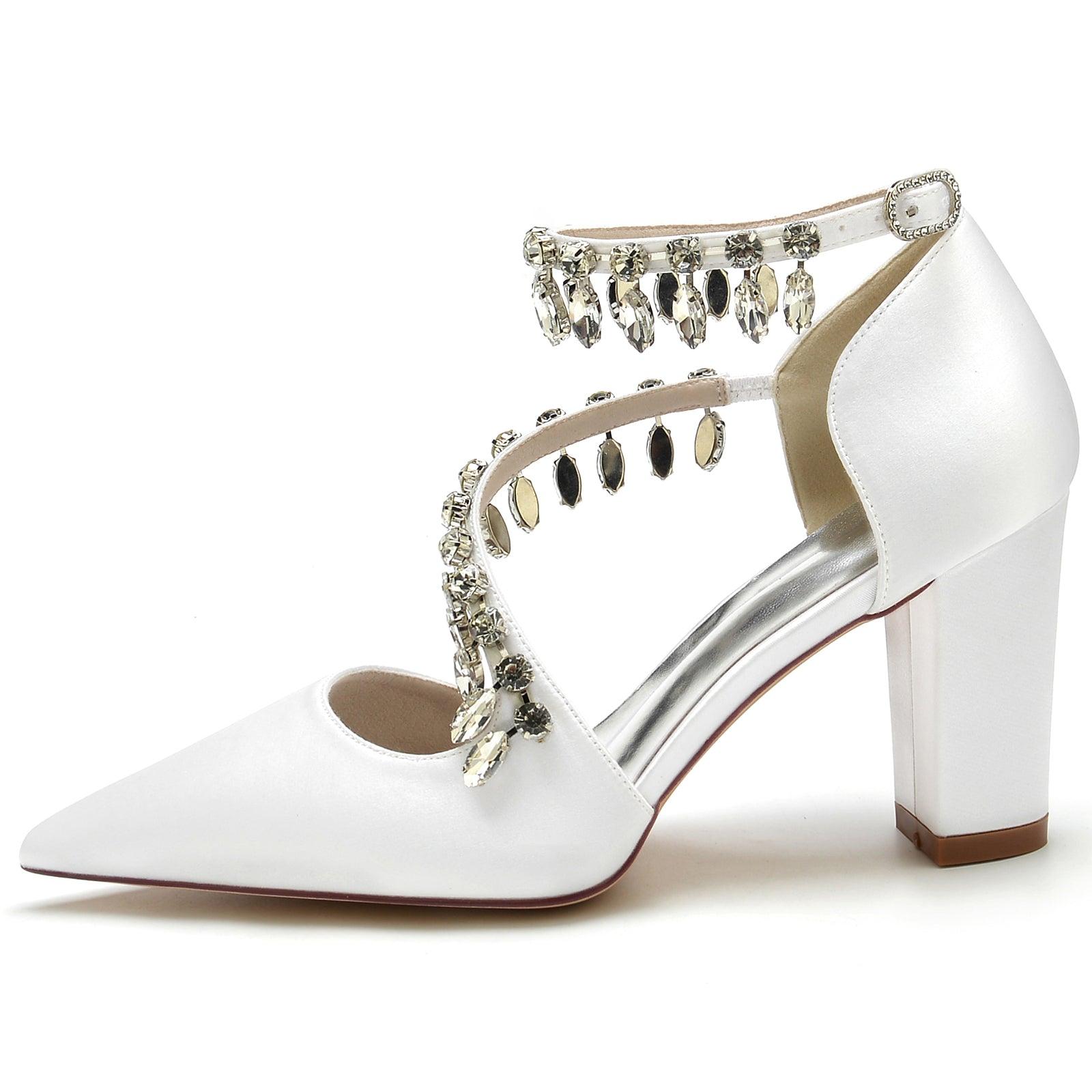 Chunky Heel 8.5cm Silk-Like Shoes CK0195 - COCOMELODY