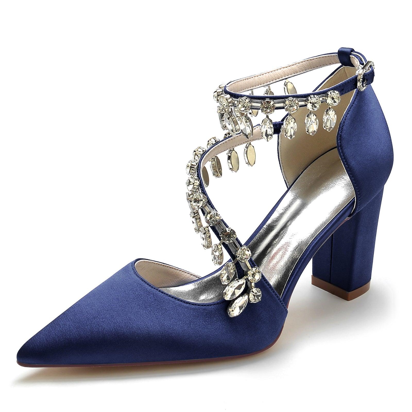 Chunky Heel 8.5cm Silk-Like Shoes CK0195 - COCOMELODY