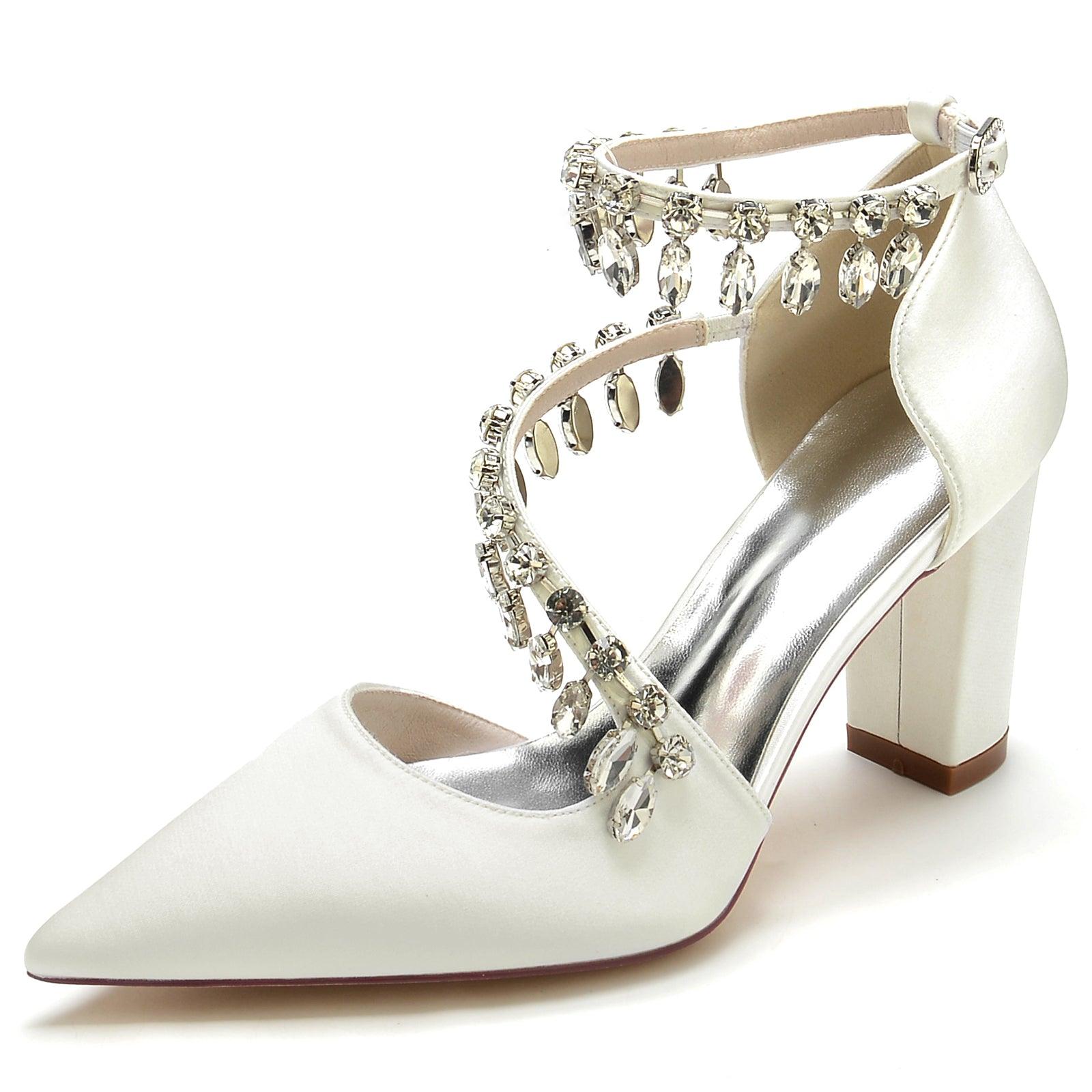 Chunky Heel 8.5cm Silk-Like Shoes CK0195 - COCOMELODY