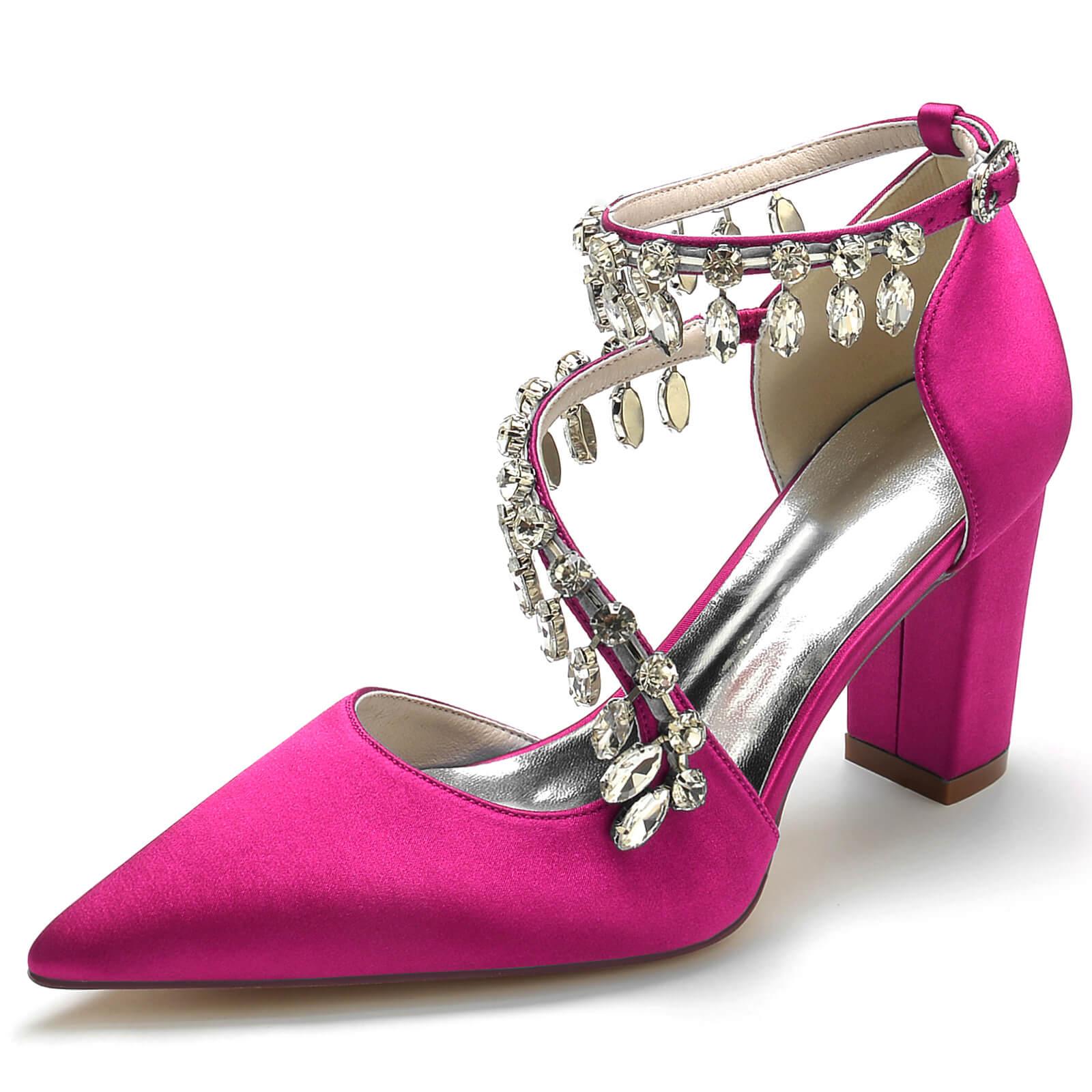 Chunky Heel 8.5cm Silk-Like Shoes CK0195 - COCOMELODY
