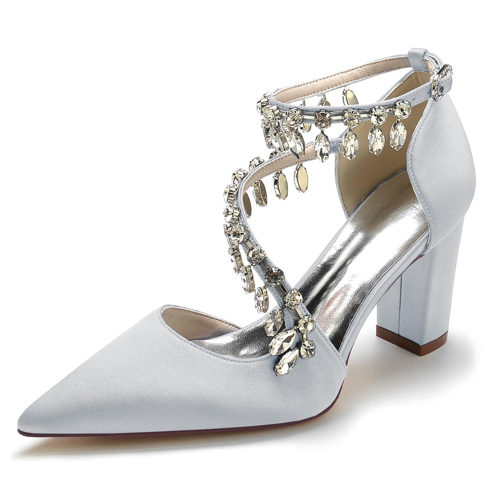 Chunky Heel 8.5cm Silk-Like Shoes CK0195 - COCOMELODY