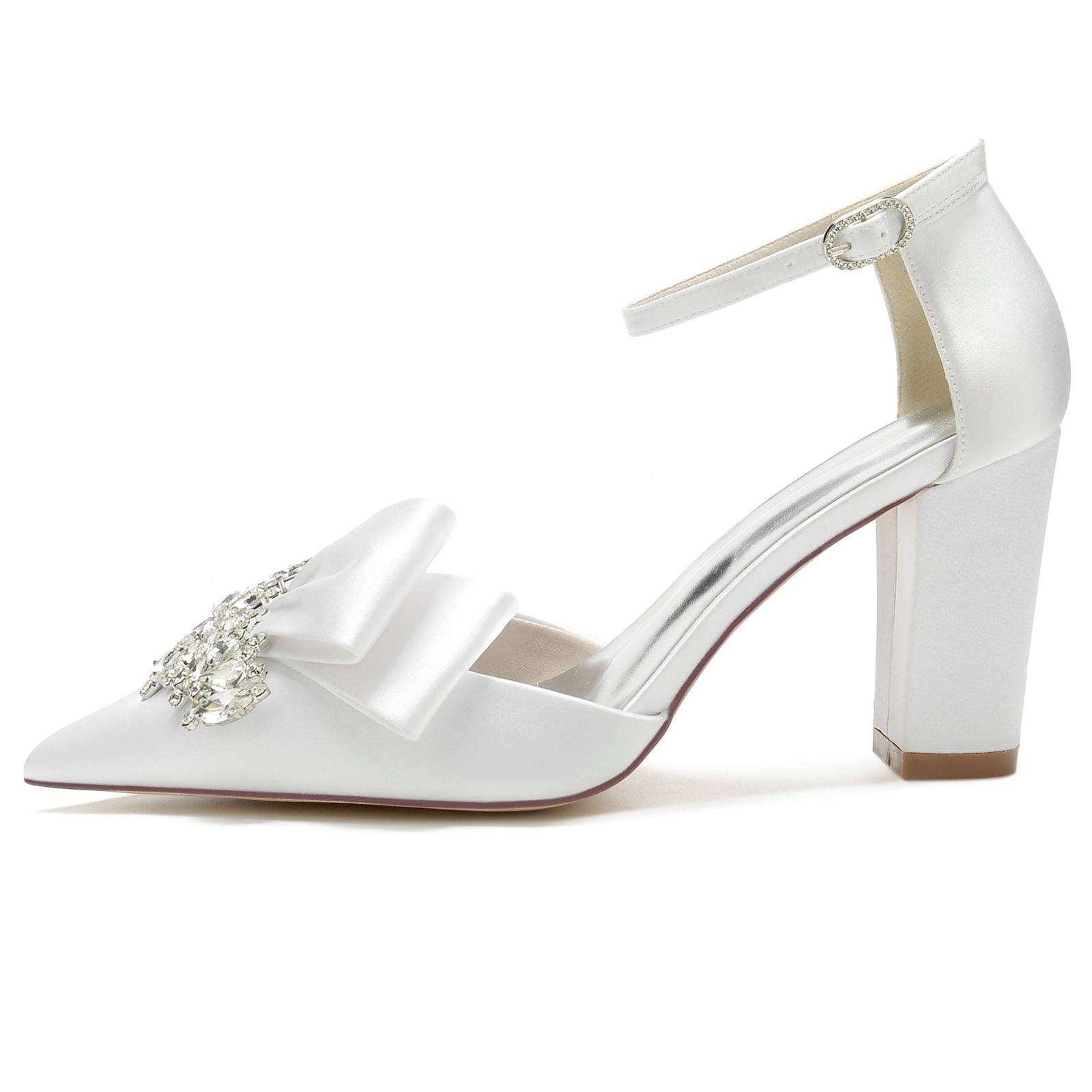 Chunky Heel 8.5cm Silk-Like Shoes CK0196 - COCOMELODY