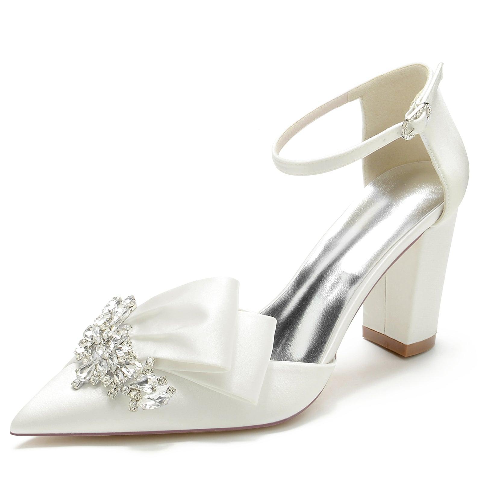 Chunky Heel 8.5cm Silk-Like Shoes CK0196 - COCOMELODY
