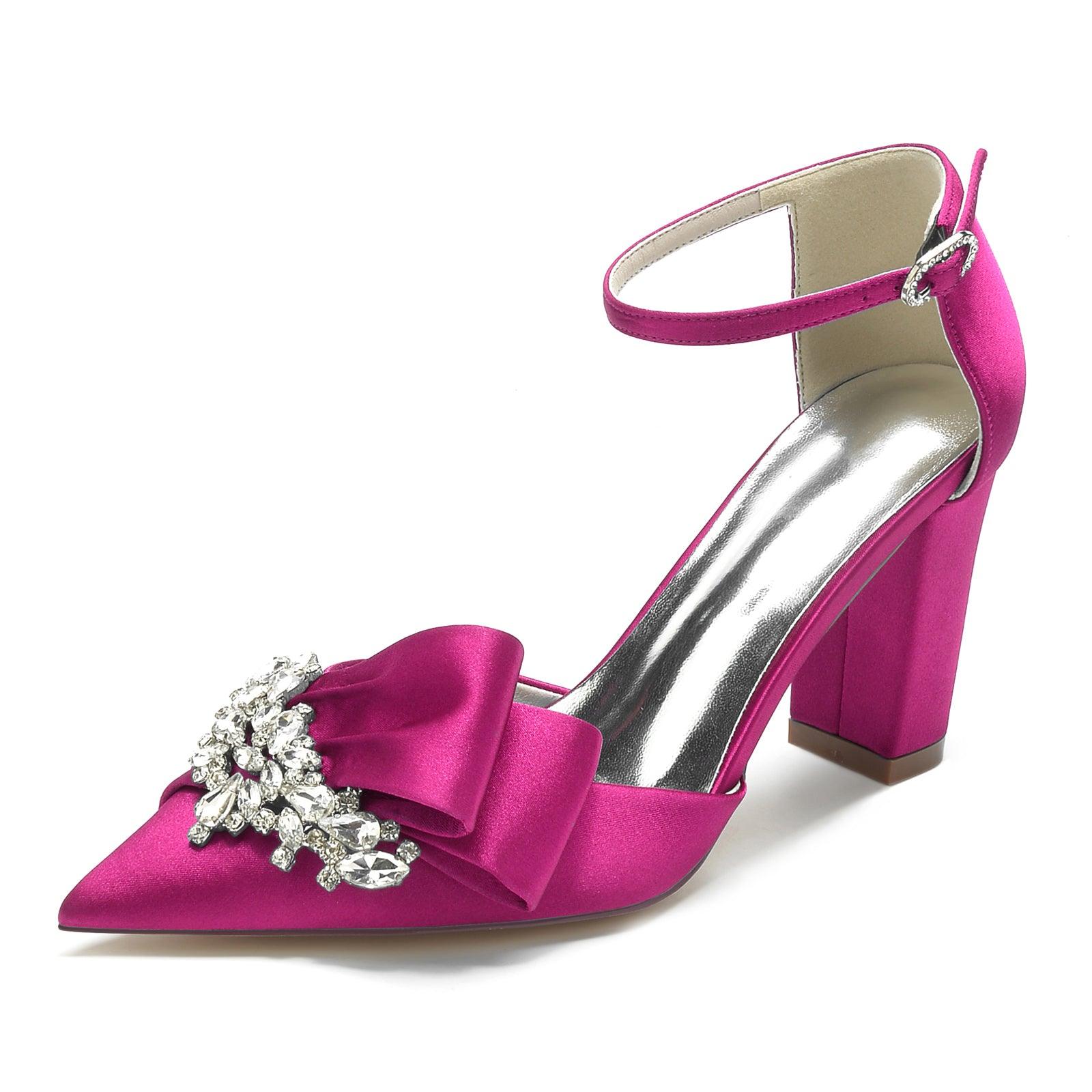 Chunky Heel 8.5cm Silk-Like Shoes CK0196 - COCOMELODY