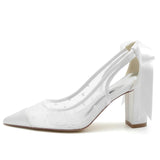 Chunky Heel 8.5cm Tulle Shoes CK0197 - COCOMELODY