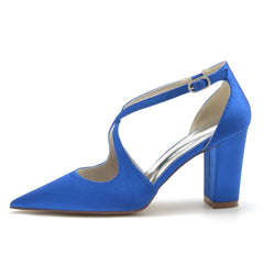 Chunky Heel 8.5cm Silk-Like Shoes CK0198 - COCOMELODY