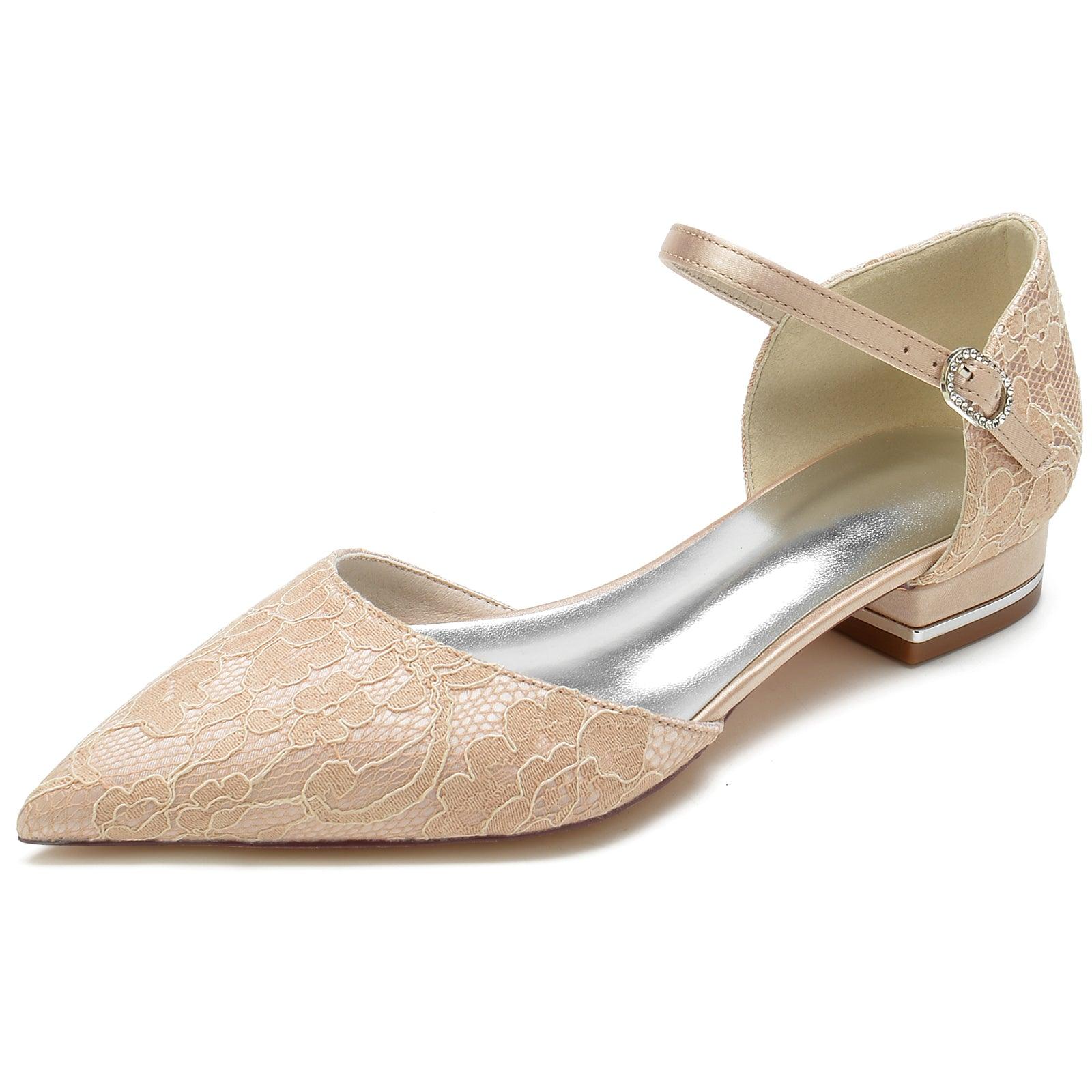 Flat Heel 2.5cm Silk-Like Lace Shoes CK0265 - COCOMELODY