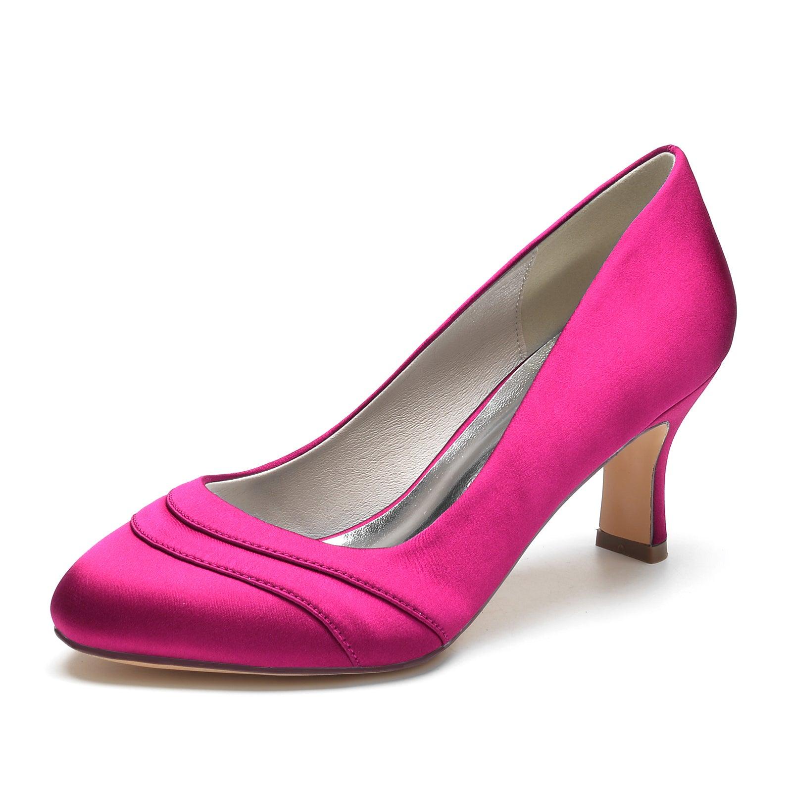 Chunky Heel 6.5cm Silk-Like Shoes CK0291 - COCOMELODY