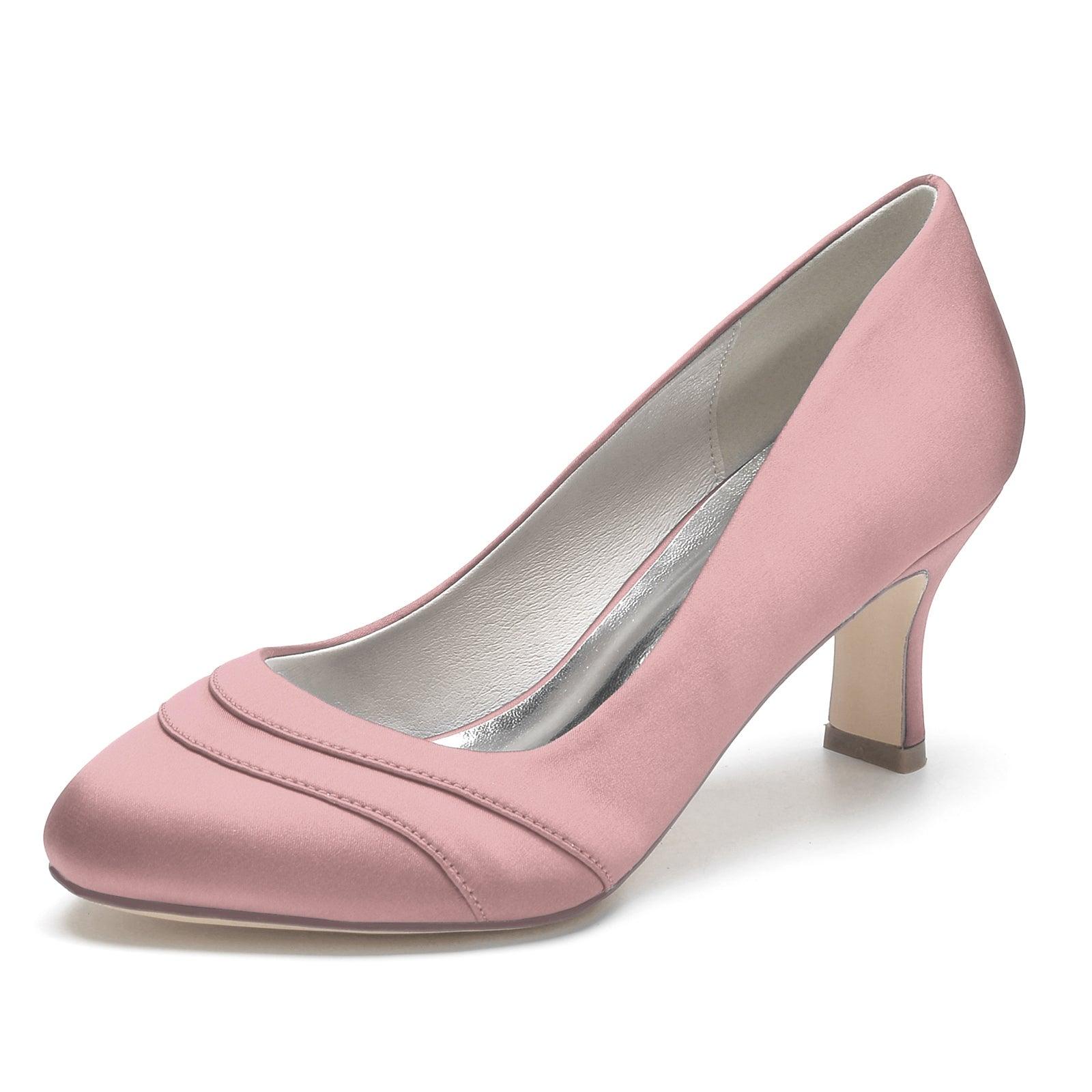 Chunky Heel 6.5cm Silk-Like Shoes CK0291 - COCOMELODY