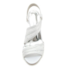 Chunky Heel 8.5cm Silk-Like Lace Shoes CK0294 - COCOMELODY