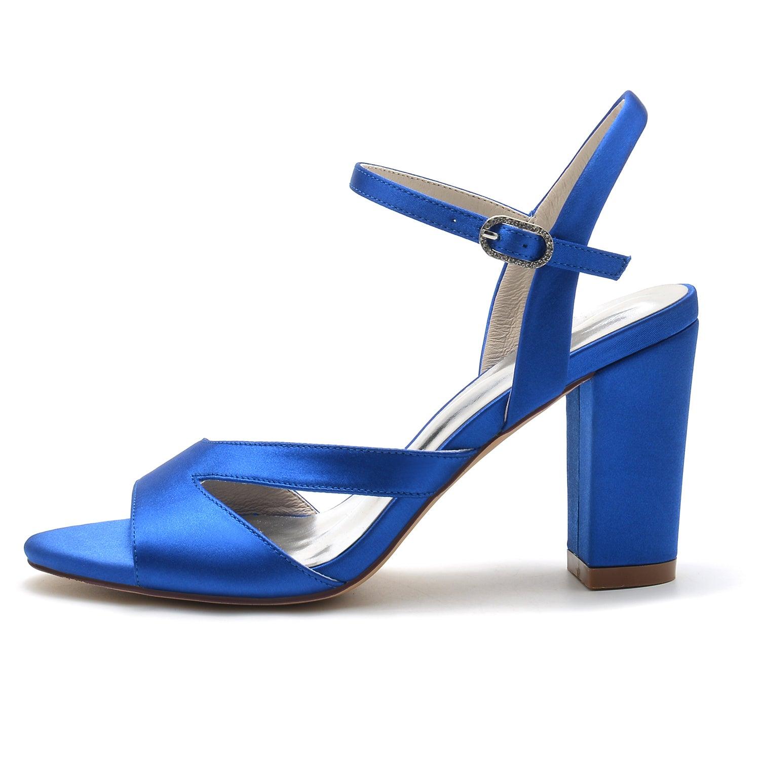 Chunky Heel 8.5cm Silk-Like Shoes CK0295 - COCOMELODY