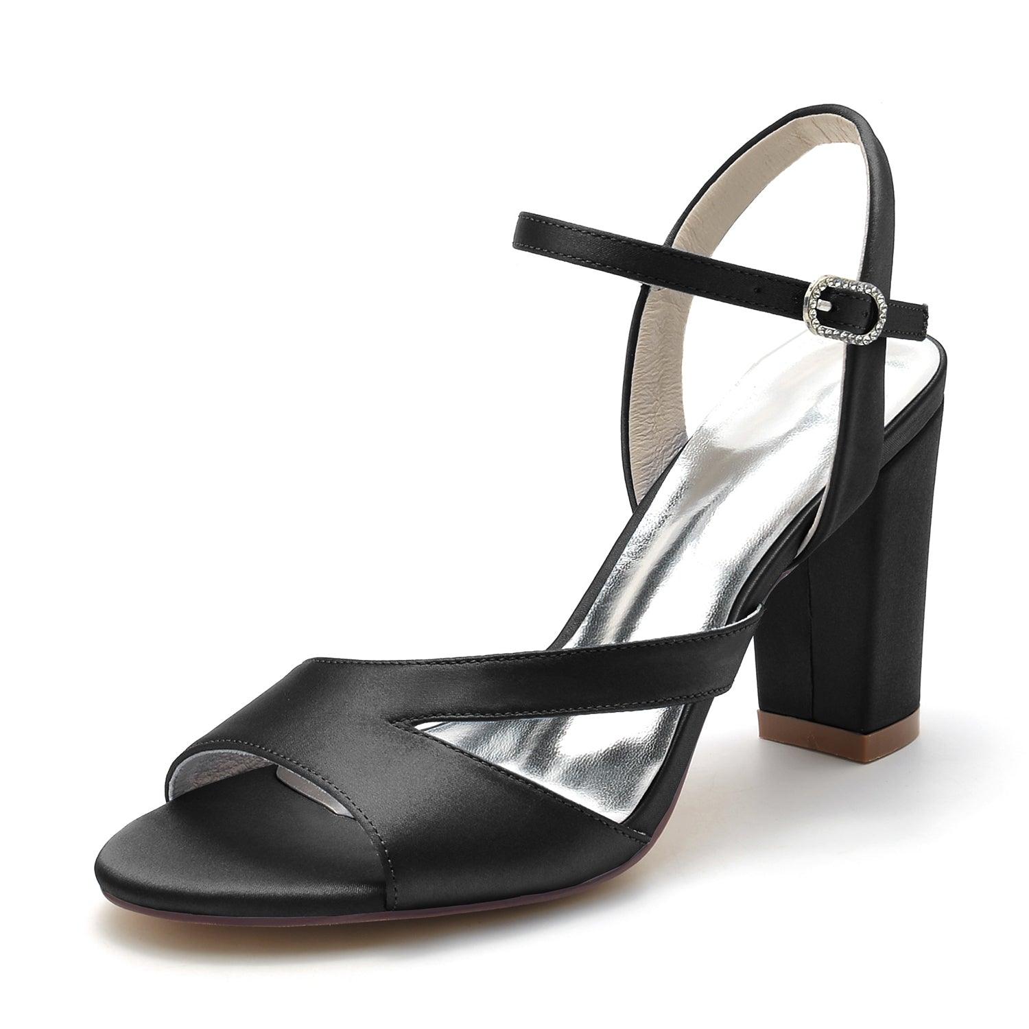 Chunky Heel 8.5cm Silk-Like Shoes CK0295 - COCOMELODY