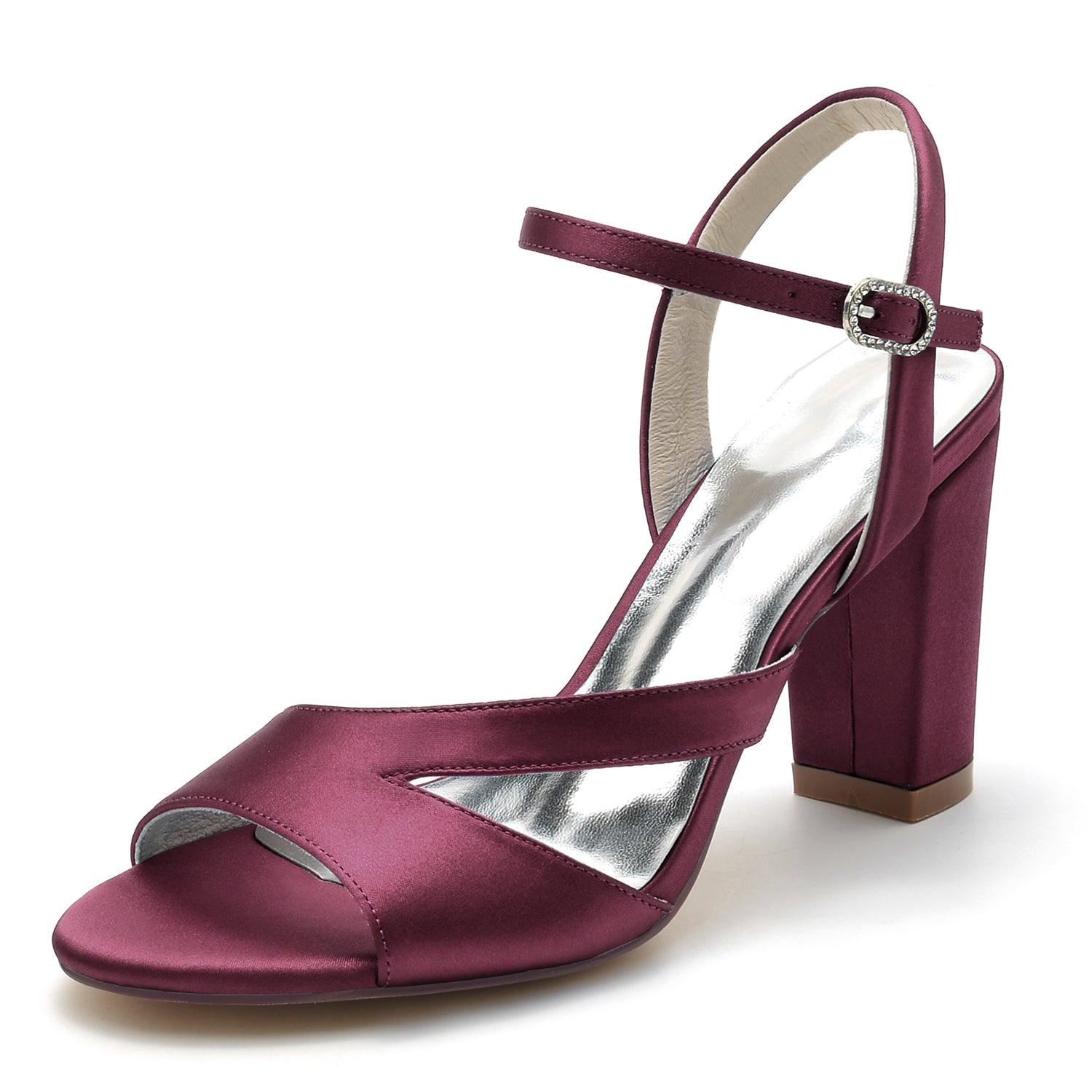 Chunky Heel 8.5cm Silk-Like Shoes CK0295 - COCOMELODY