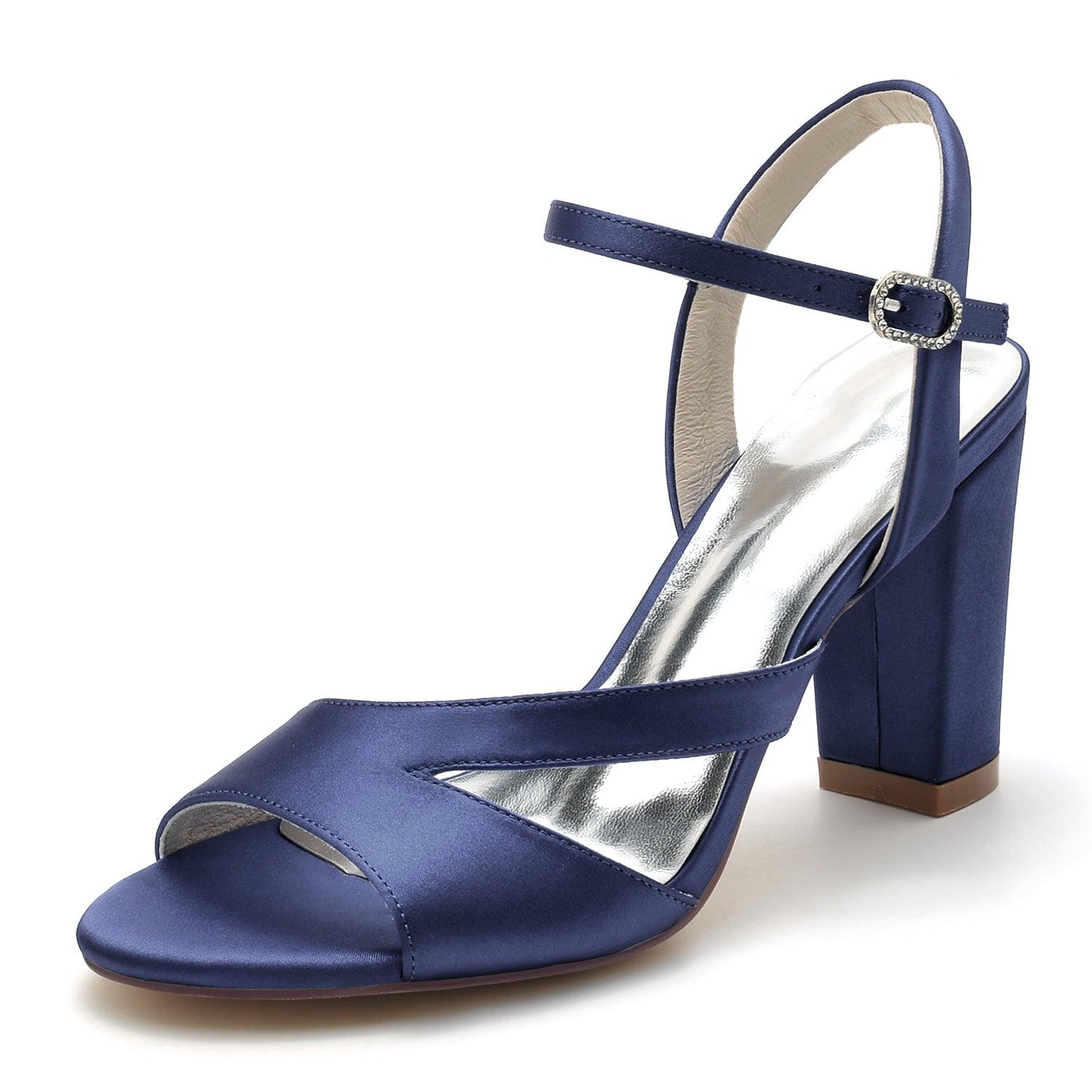 Chunky Heel 8.5cm Silk-Like Shoes CK0295 - COCOMELODY
