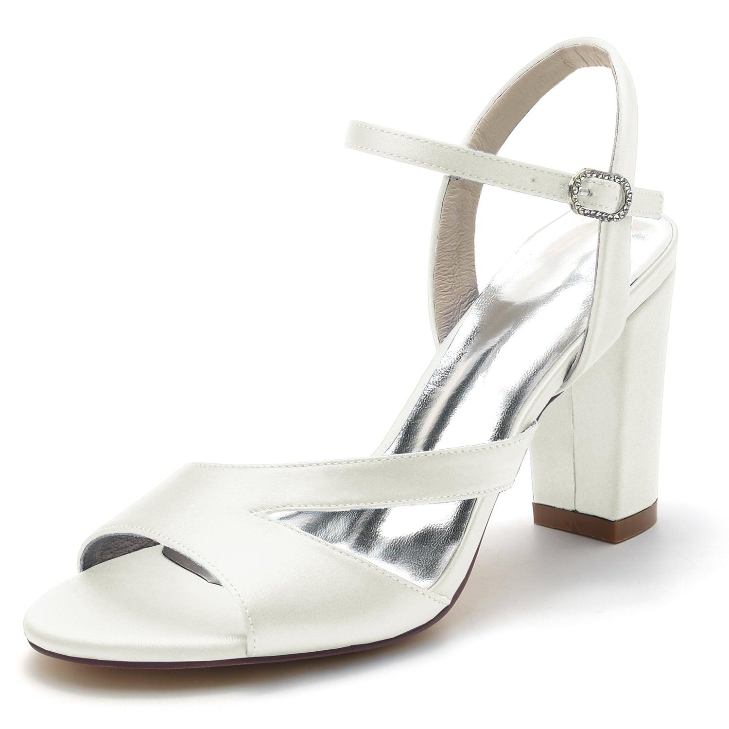 Chunky Heel 8.5cm Silk-Like Shoes CK0295 - COCOMELODY