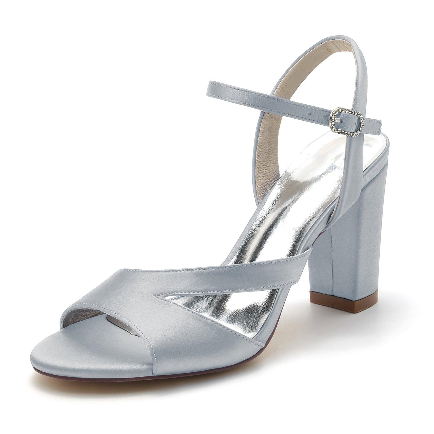 Chunky Heel 8.5cm Silk-Like Shoes CK0295 - COCOMELODY