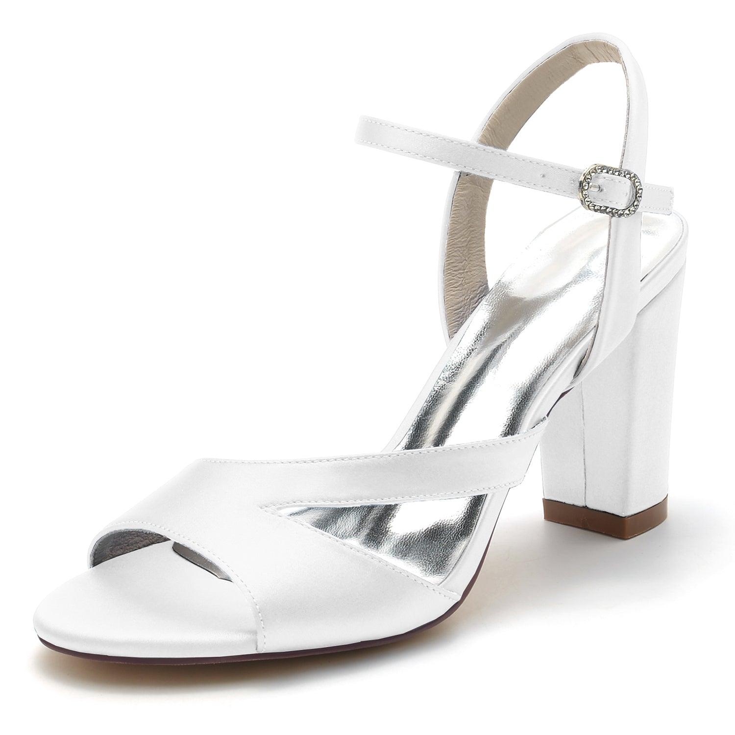 Chunky Heel 8.5cm Silk-Like Shoes CK0295 - COCOMELODY