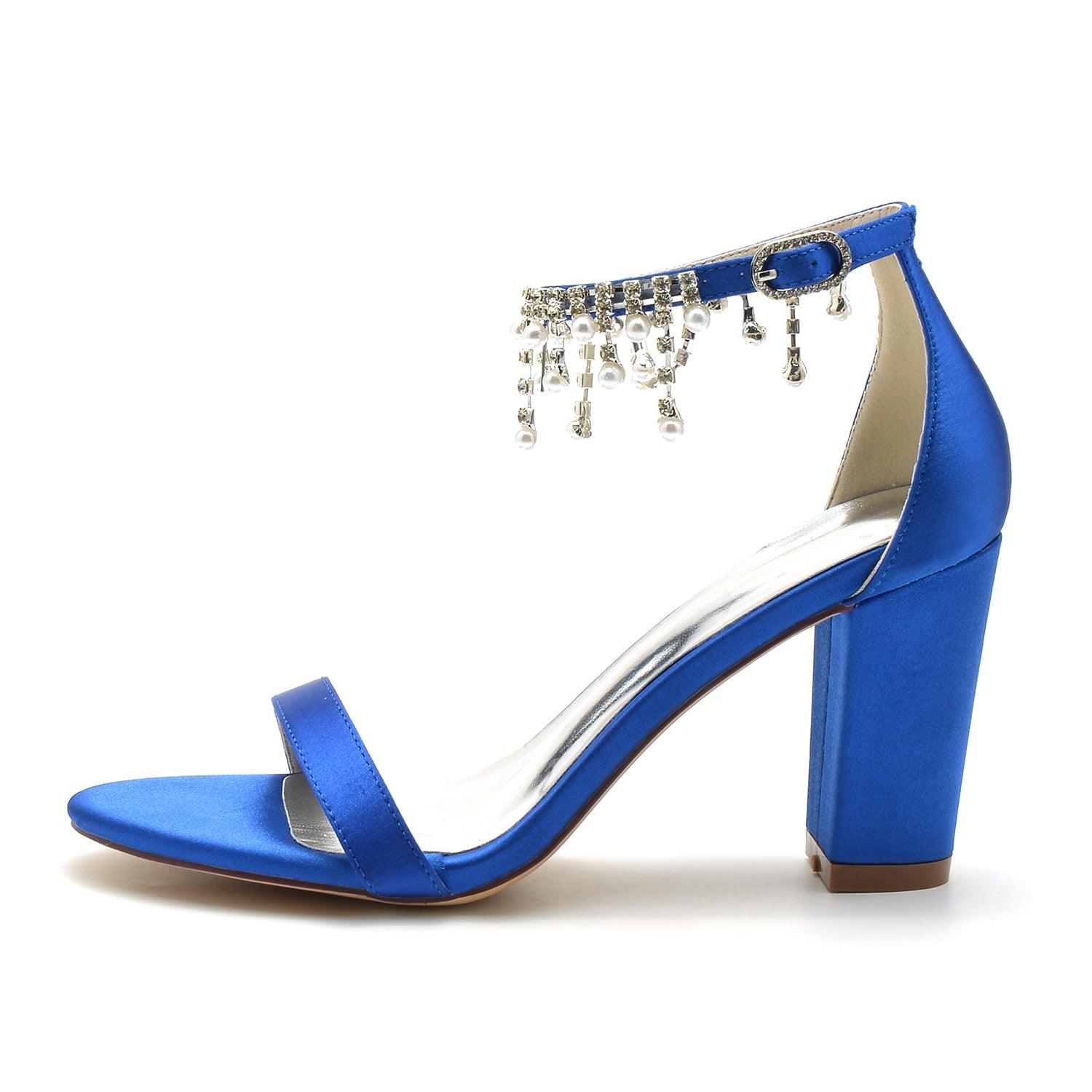 Silver Block Heel Sandals CK0297 - COCOMELODY