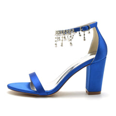 Silver Block Heel Sandals CK0297 - COCOMELODY