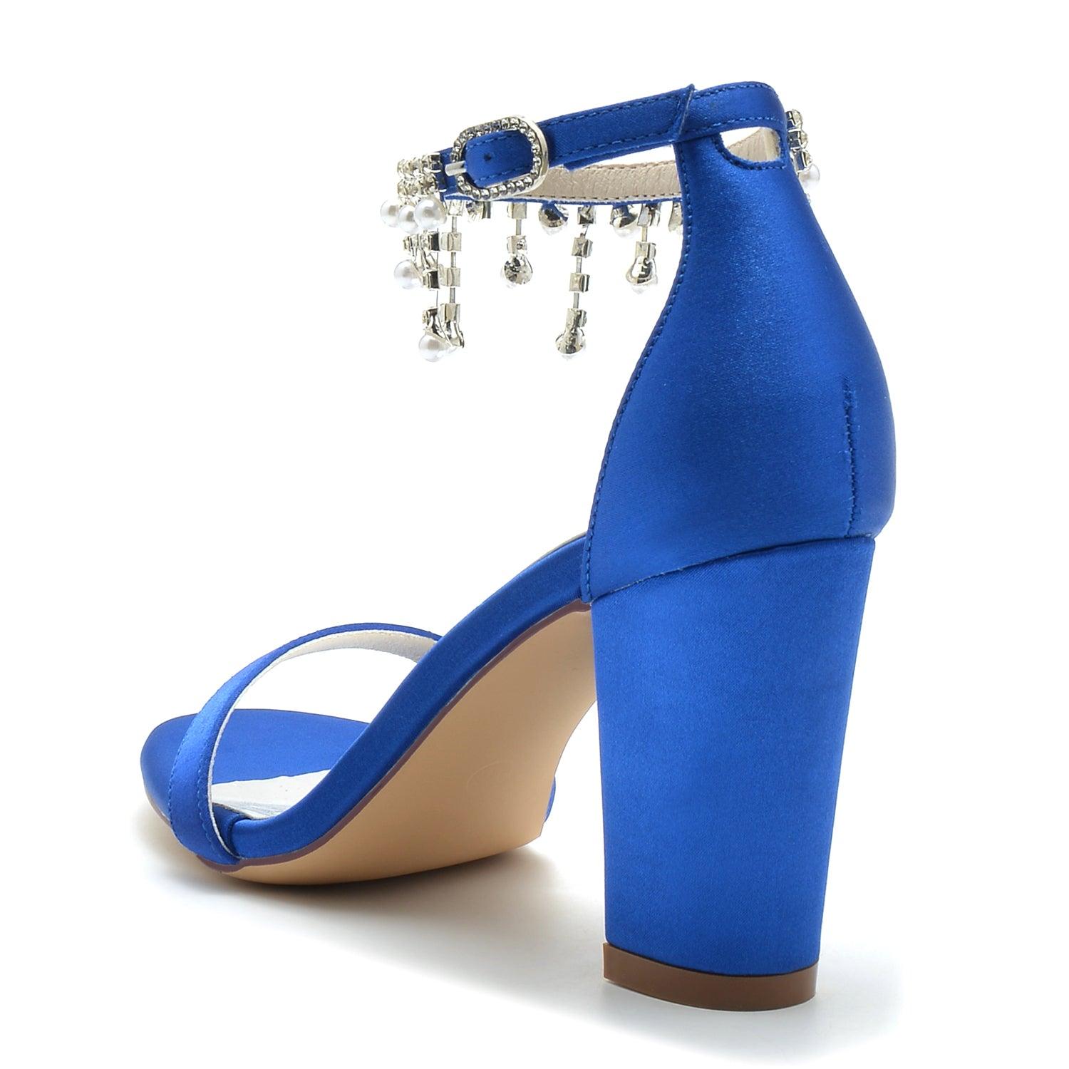 Silver Block Heel Sandals CK0297 - COCOMELODY