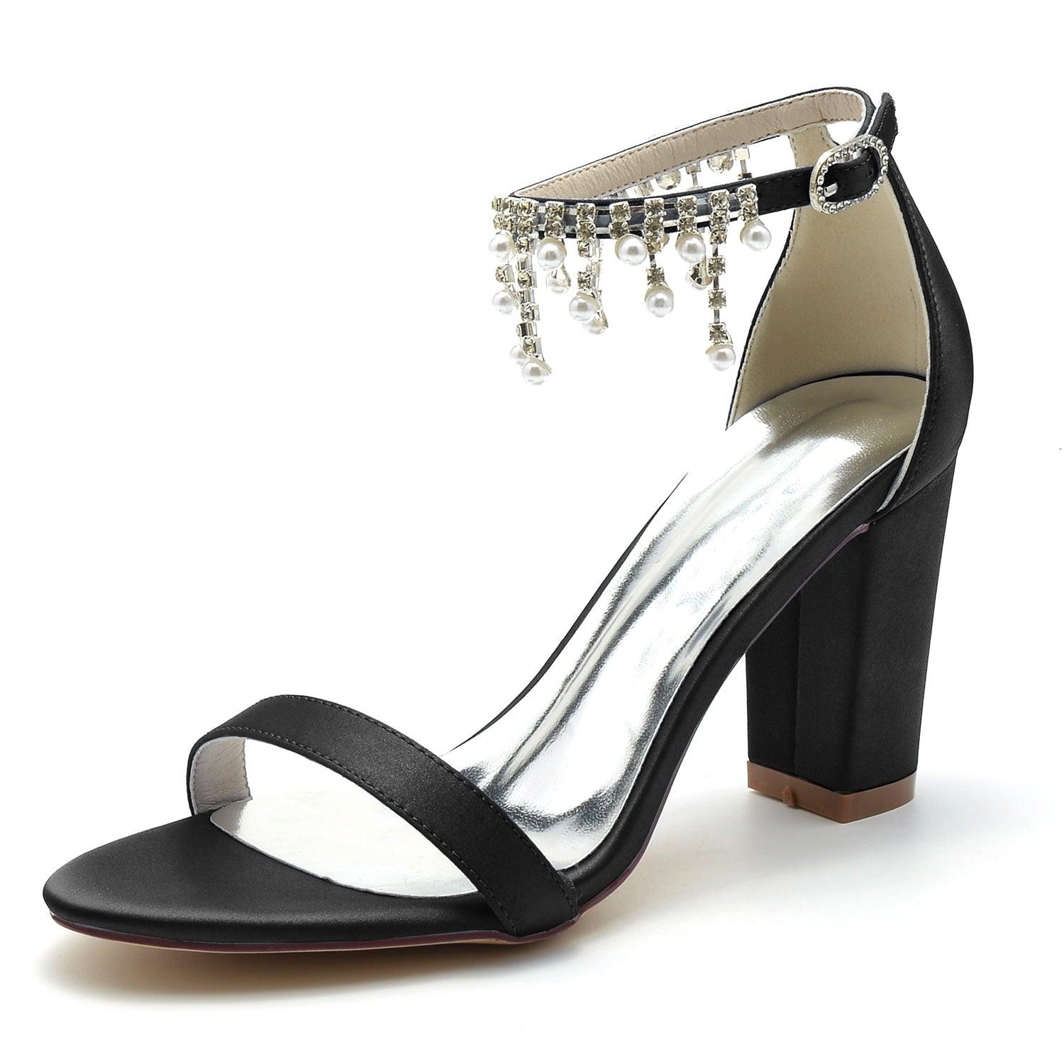 Silver Block Heel Sandals CK0297 - COCOMELODY