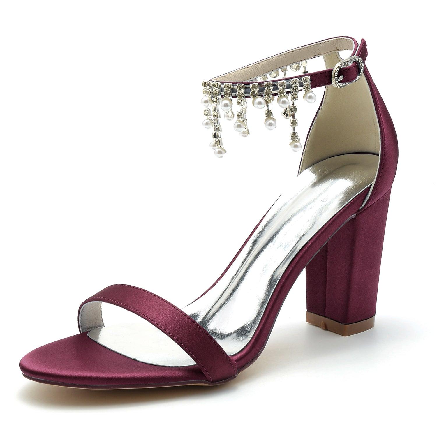 Silver Block Heel Sandals CK0297 - COCOMELODY