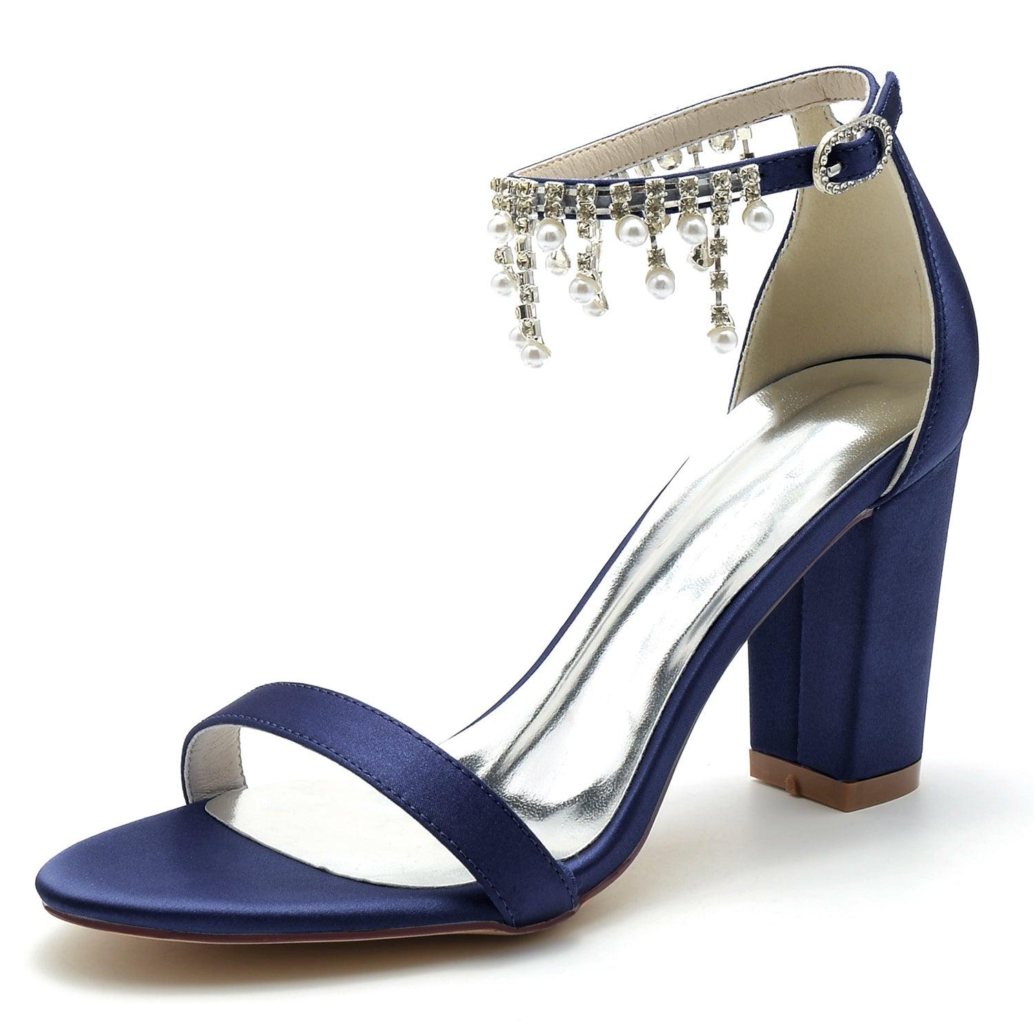 Silver Block Heel Sandals CK0297 - COCOMELODY