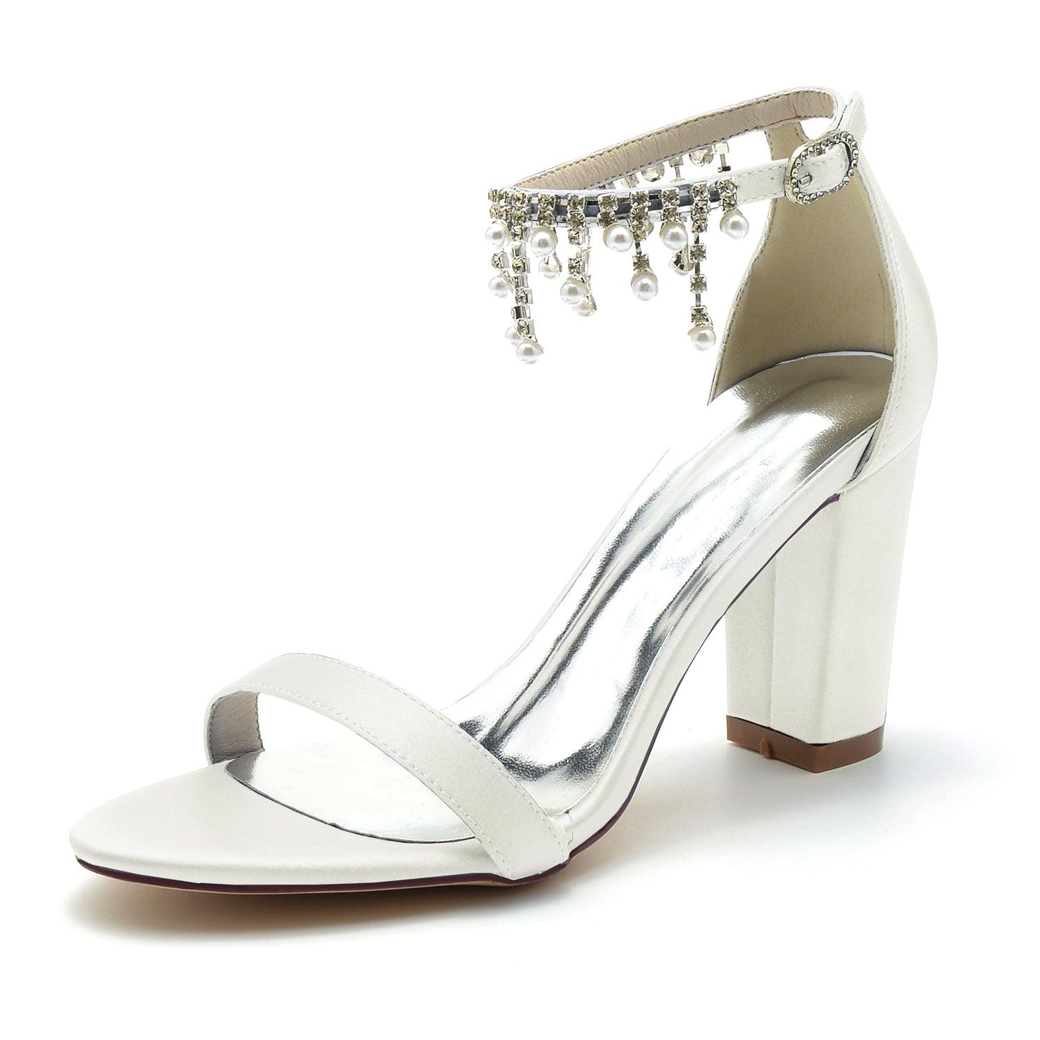 Silver Block Heel Sandals CK0297 - COCOMELODY
