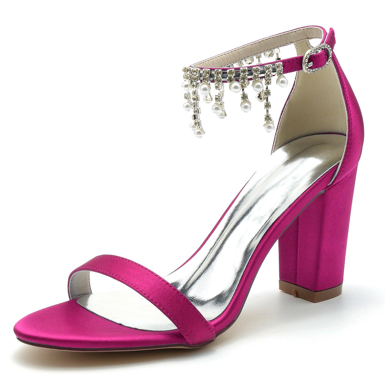 Silver Block Heel Sandals CK0297 - COCOMELODY