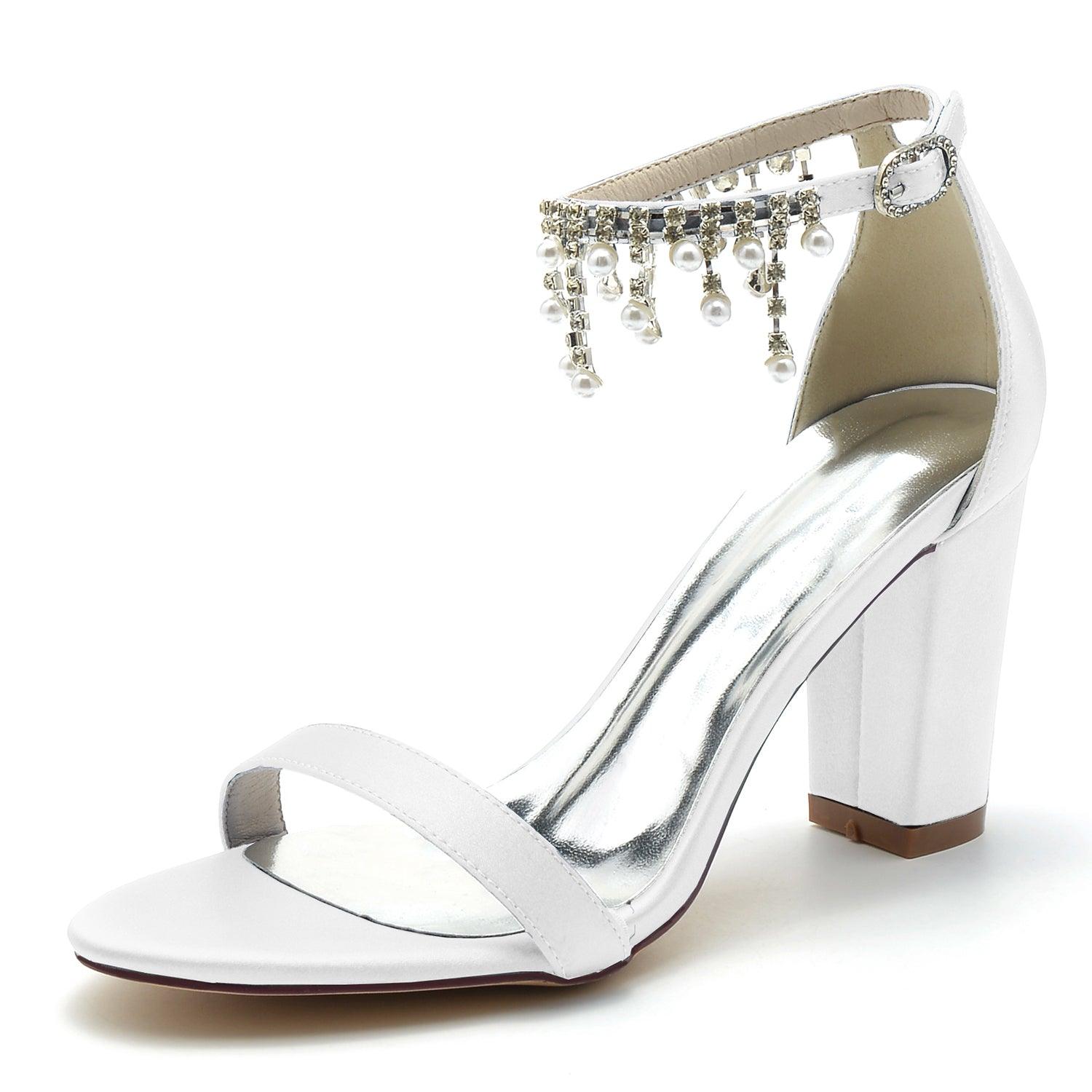 Silver Block Heel Sandals CK0297 - COCOMELODY