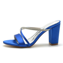 Chunky Heel 8.5cm Silk-Like Shoes CK0298 - COCOMELODY