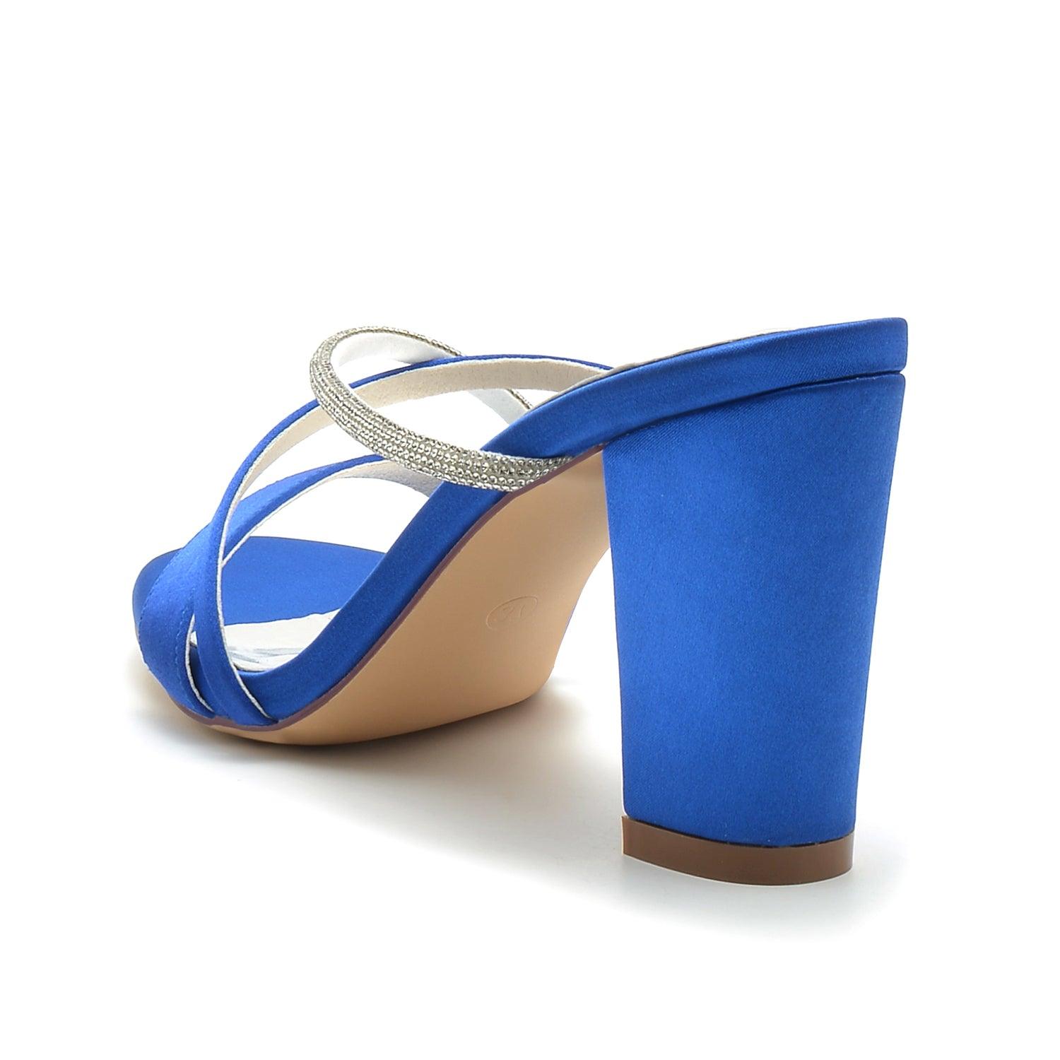 Chunky Heel 8.5cm Silk-Like Shoes CK0298 - COCOMELODY