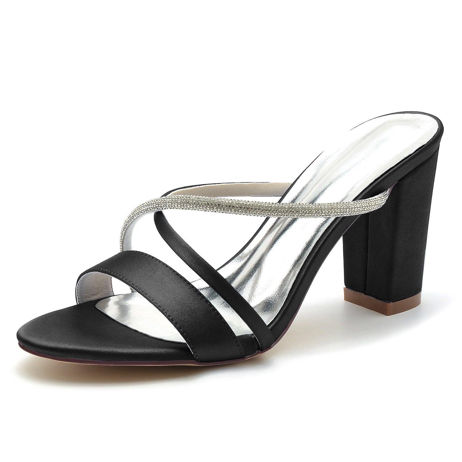 Chunky Heel 8.5cm Silk-Like Shoes CK0298 - COCOMELODY