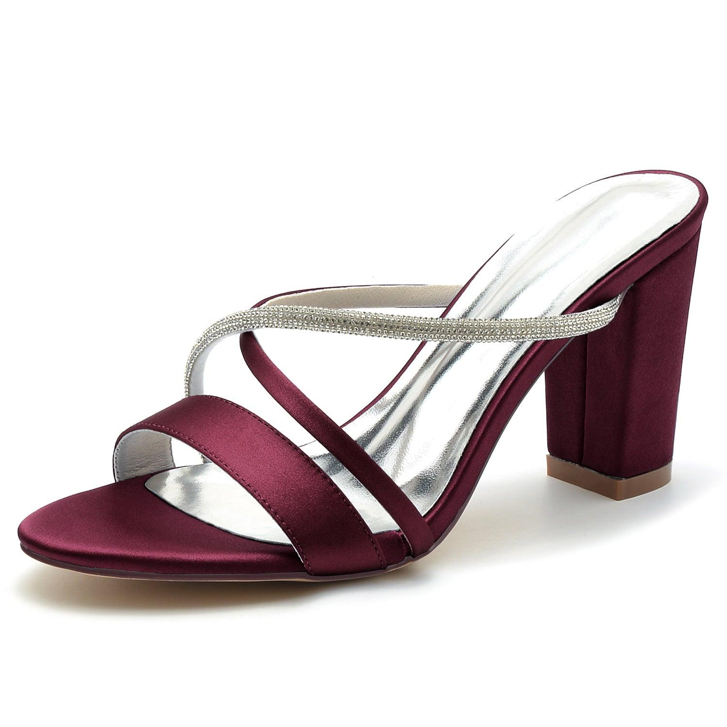 Chunky Heel 8.5cm Silk-Like Shoes CK0298 - COCOMELODY