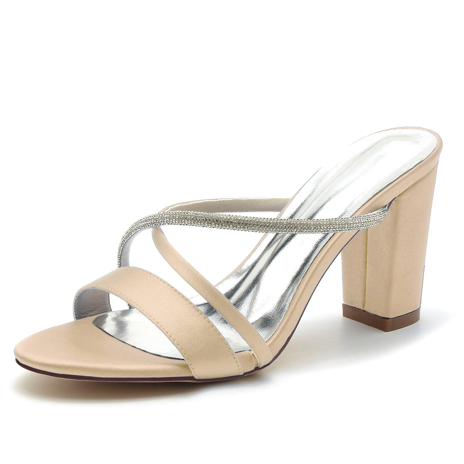 Chunky Heel 8.5cm Silk-Like Shoes CK0298 - COCOMELODY