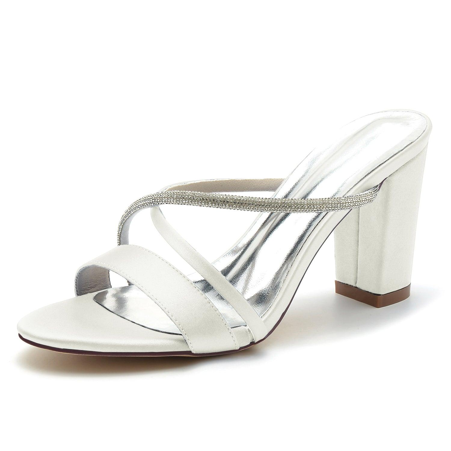 Chunky Heel 8.5cm Silk-Like Shoes CK0298 - COCOMELODY