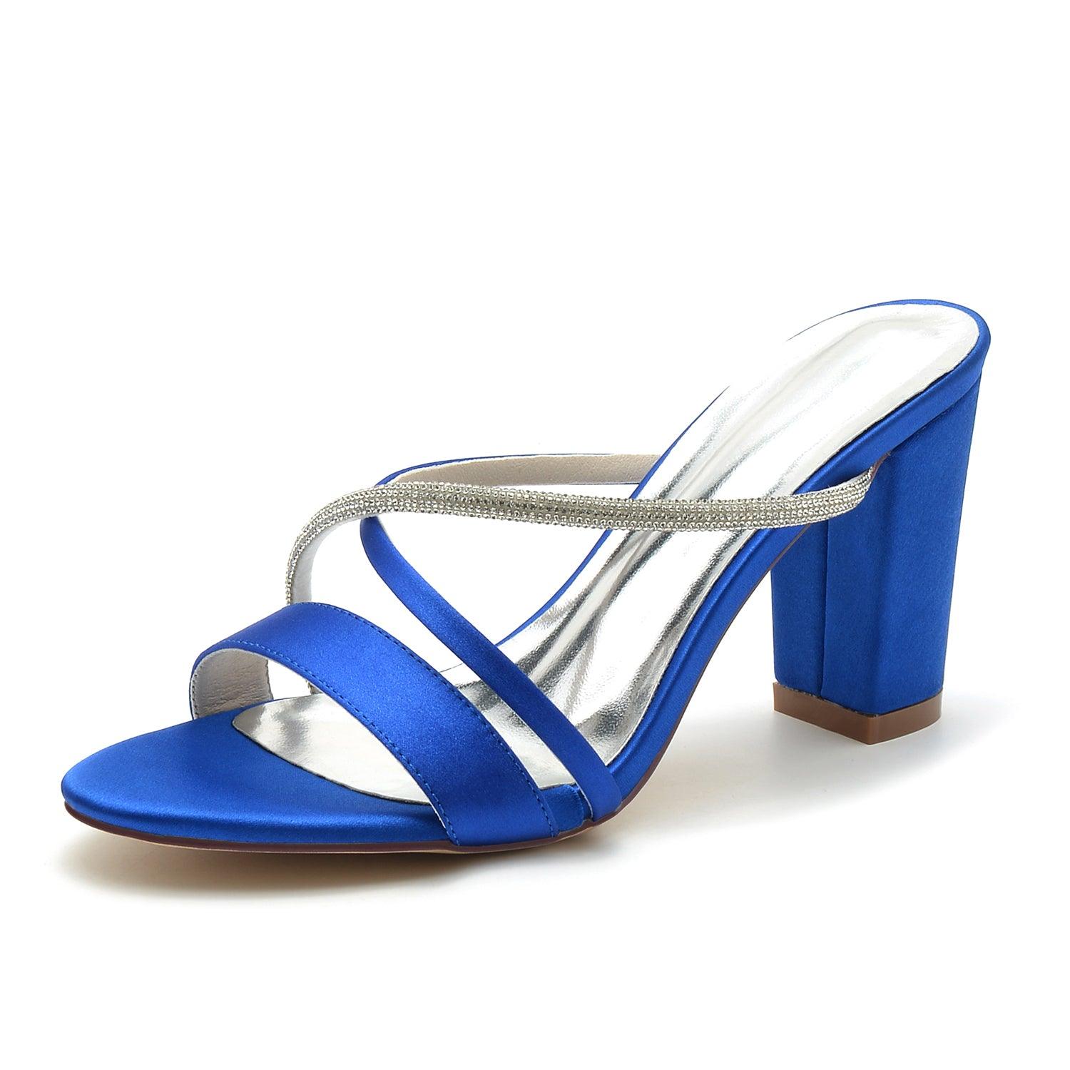 Chunky Heel 8.5cm Silk-Like Shoes CK0298 - COCOMELODY