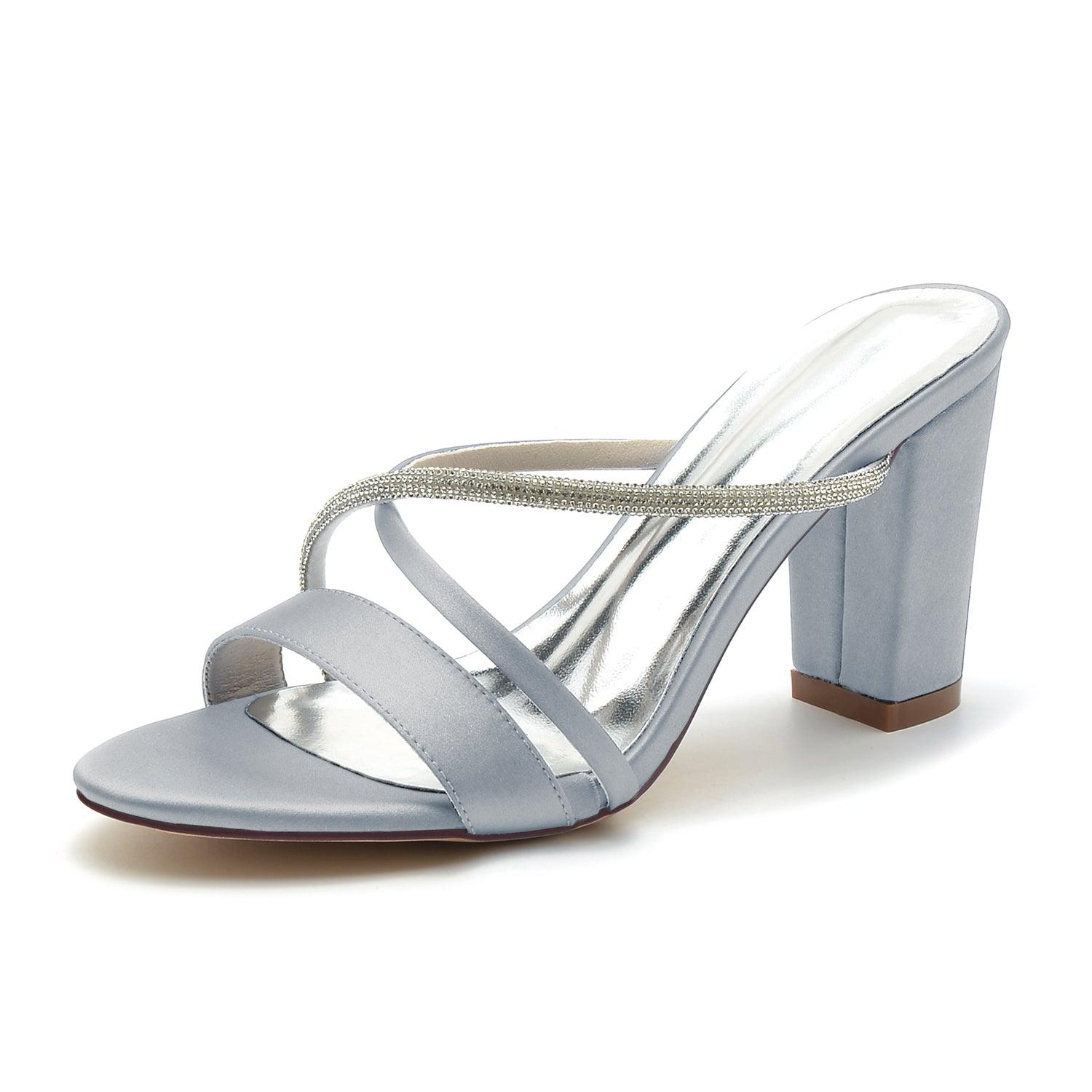 Chunky Heel 8.5cm Silk-Like Shoes CK0298 - COCOMELODY