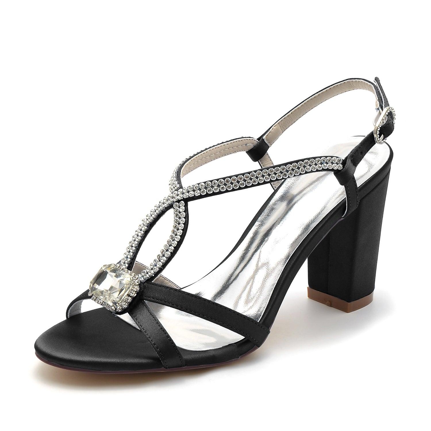 Chunky Heel 8.5cm Silk-Like Shoes CK0299 - COCOMELODY