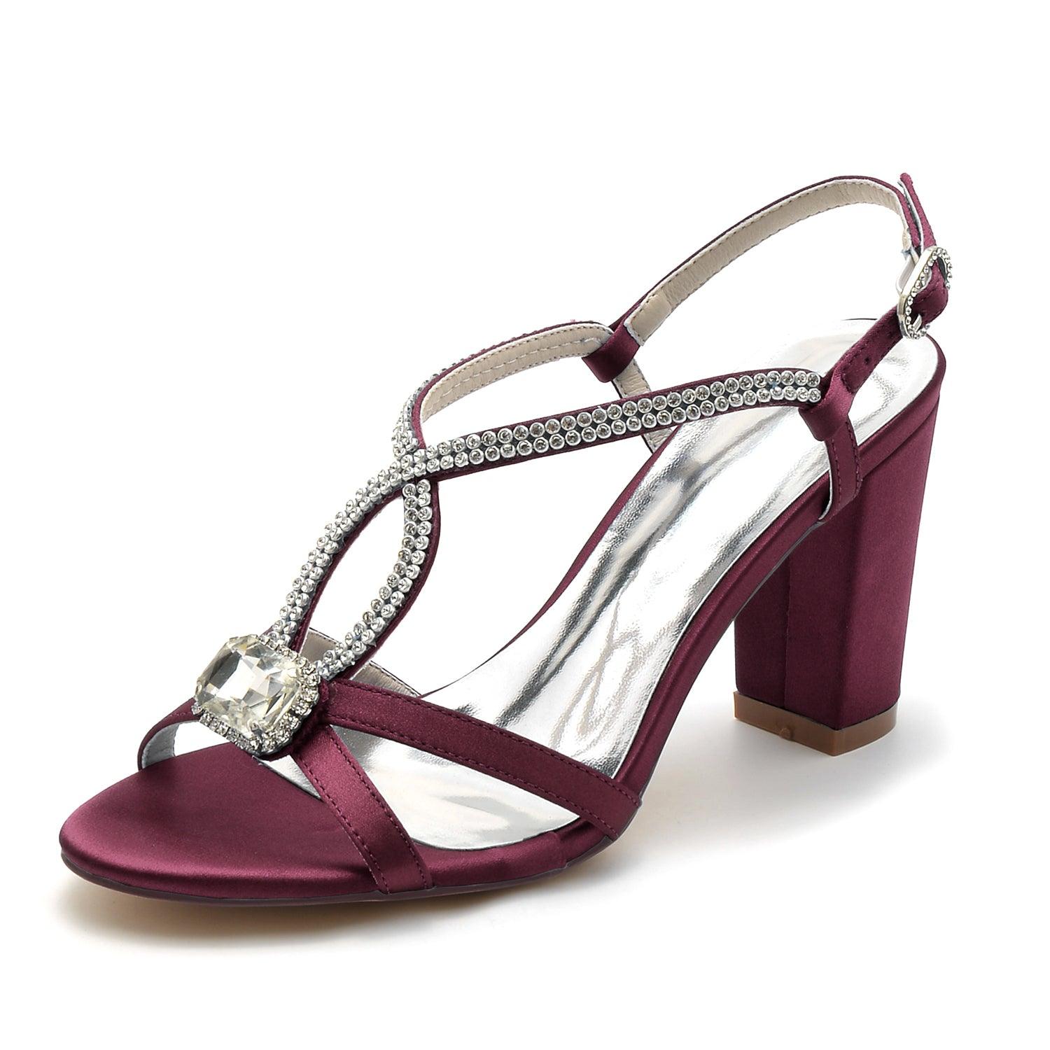 Chunky Heel 8.5cm Silk-Like Shoes CK0299 - COCOMELODY
