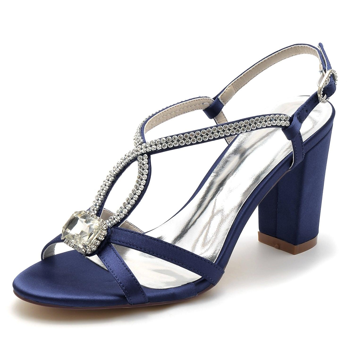 Chunky Heel 8.5cm Silk-Like Shoes CK0299 - COCOMELODY