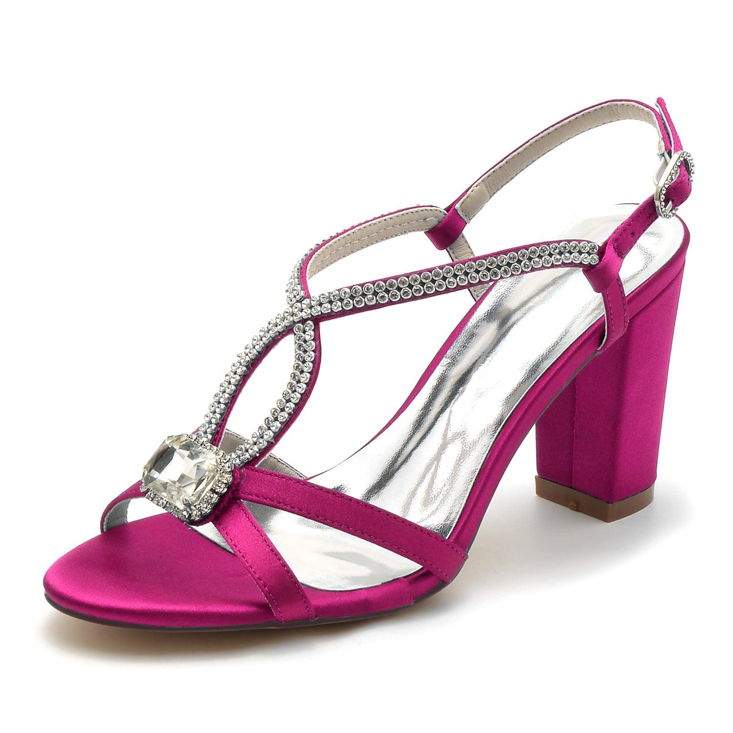 Chunky Heel 8.5cm Silk-Like Shoes CK0299 - COCOMELODY
