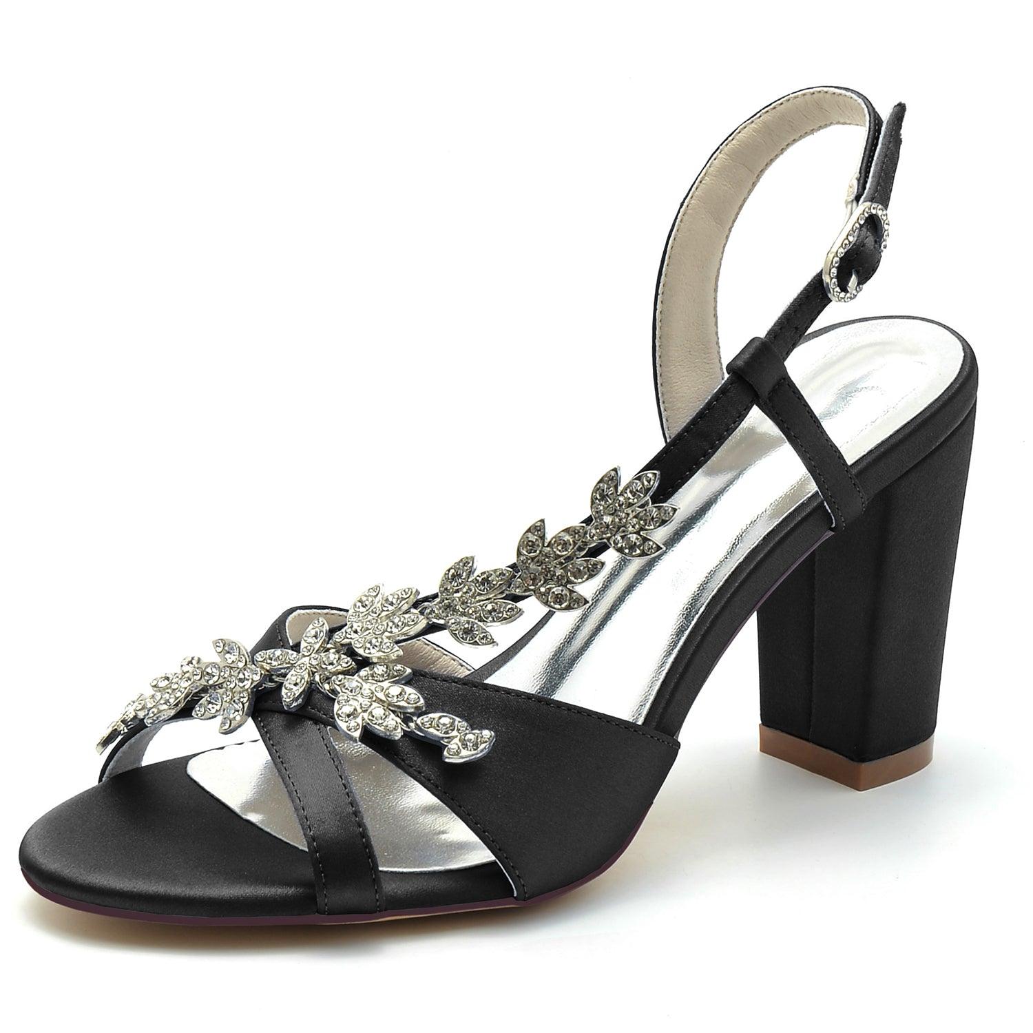 Chunky Heel 8.5cm Silk-Like Shoes CK0300 - COCOMELODY