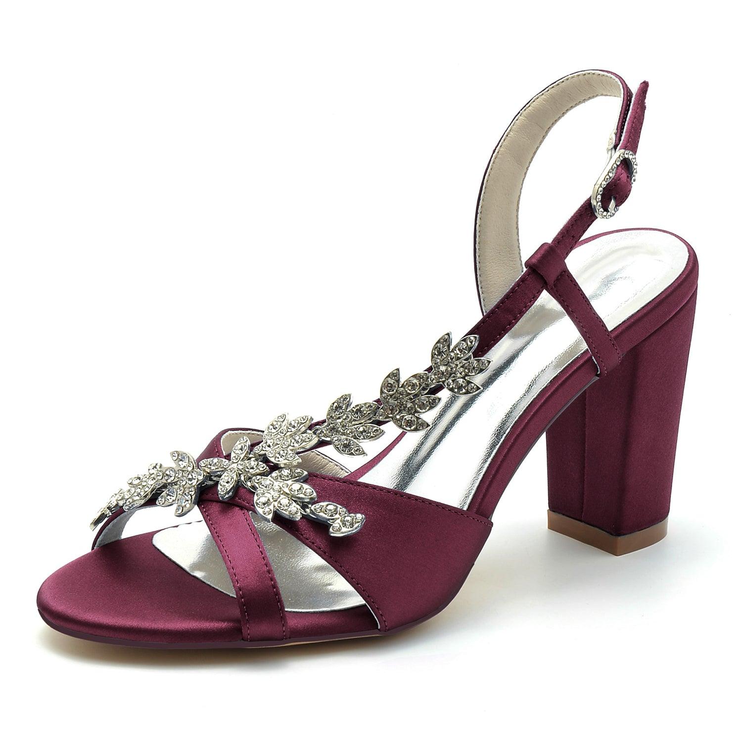 Chunky Heel 8.5cm Silk-Like Shoes CK0300 - COCOMELODY