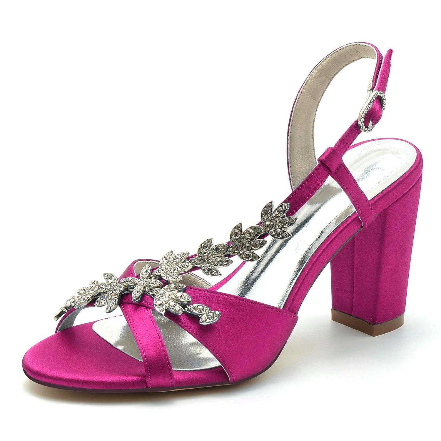 Chunky Heel 8.5cm Silk-Like Shoes CK0300 - COCOMELODY