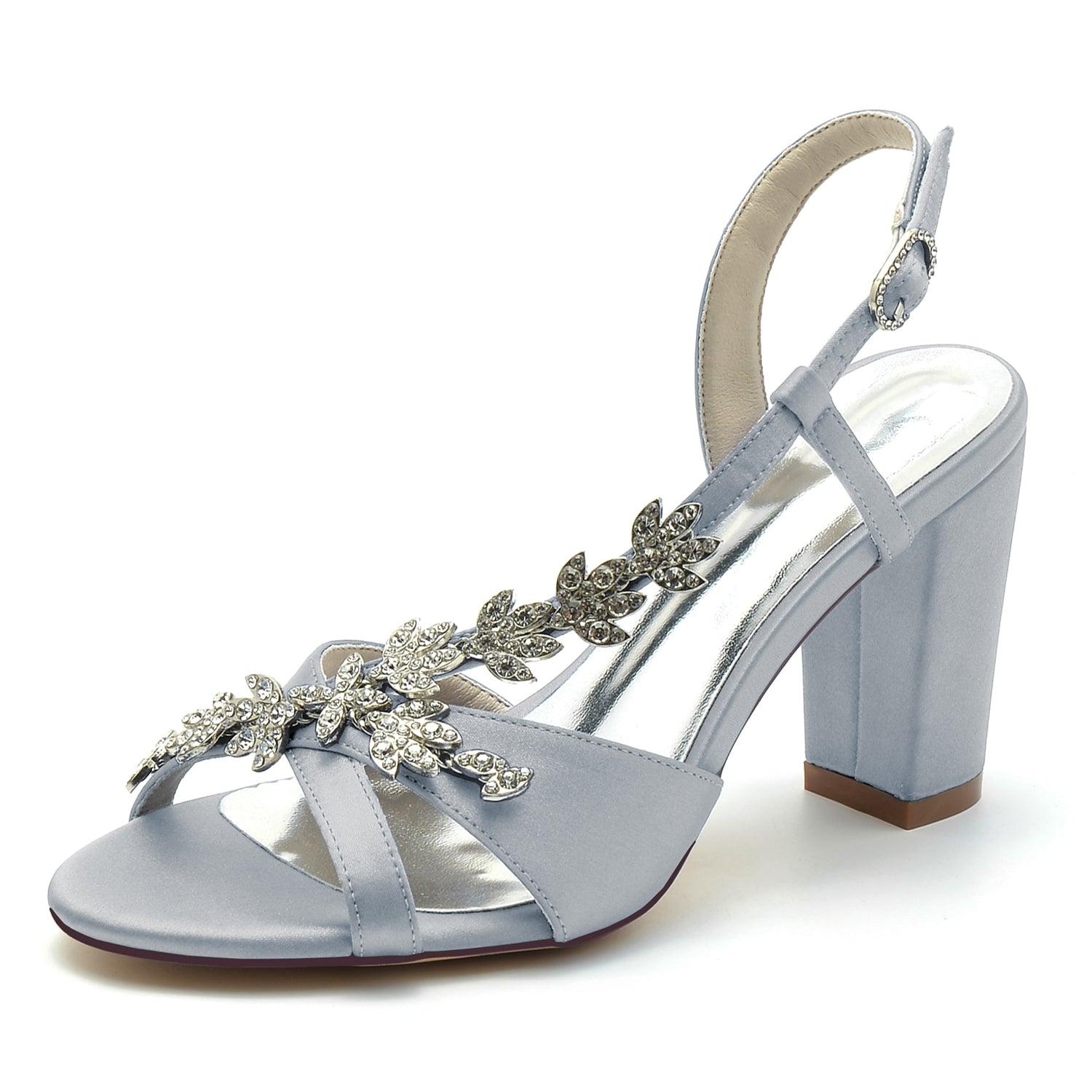 Chunky Heel 8.5cm Silk-Like Shoes CK0300 - COCOMELODY